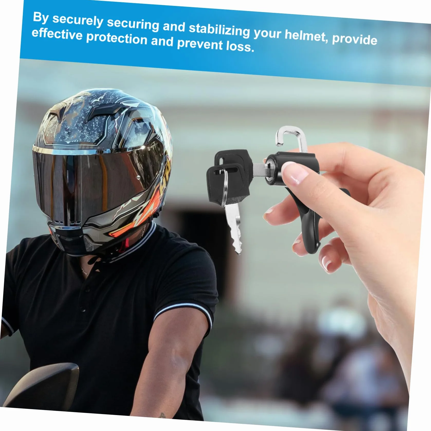 Vaguelly Candado para Casco de Moto Negro de Aleación de Aluminio, Cerradura Antirrobo Fiable Fijación Segura para Scooter y Accesorios de Casco