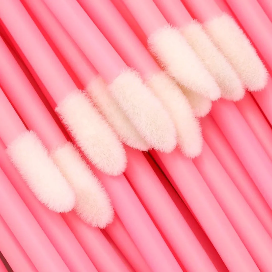 Pinceles Desechables para Labios, Pintalabios, Cejas, Juego de Herramientas de Belleza Rosa