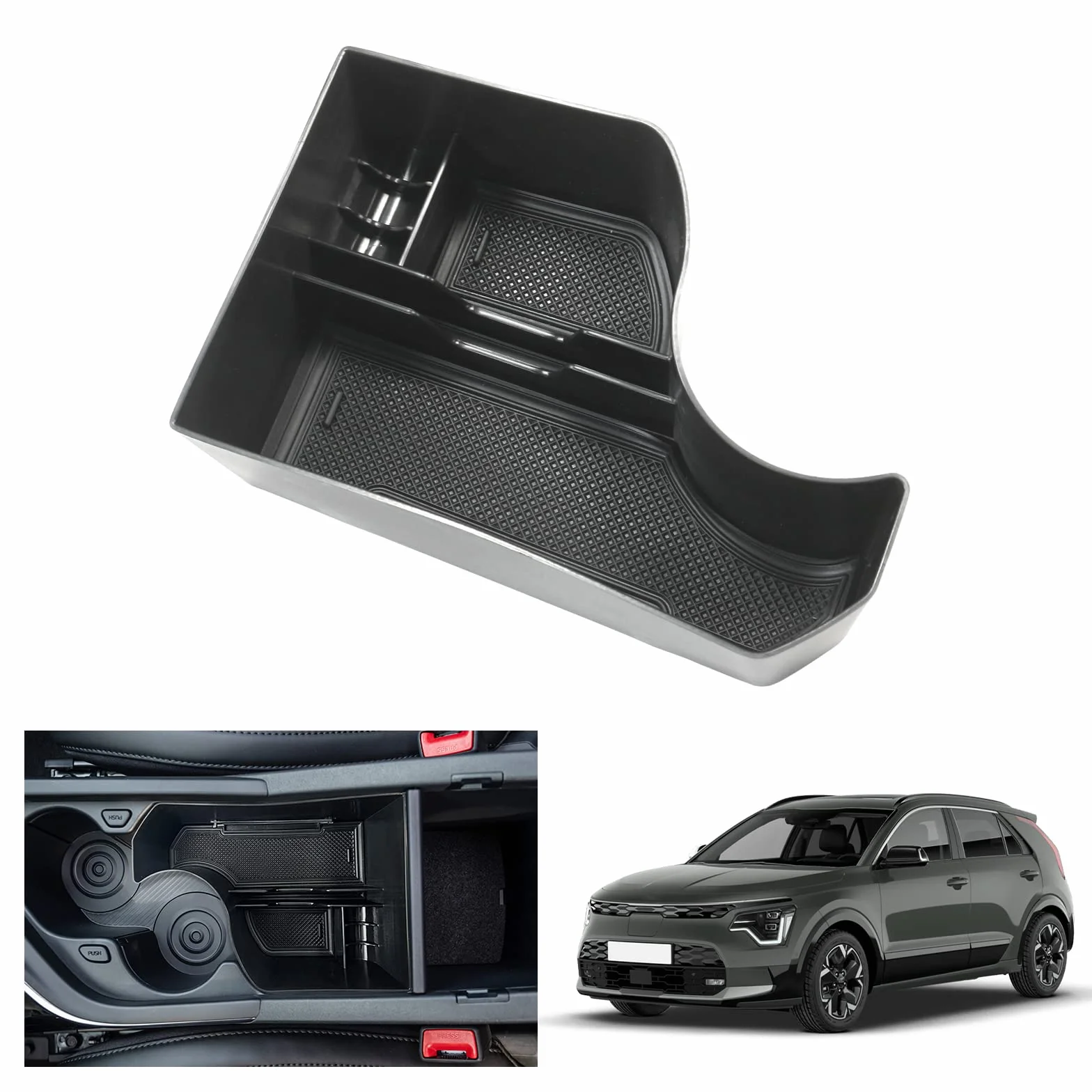 GAFAT Compatible con Kia Niro SG2 EV HEV Hybrid PHEV e-Niro 2022-2025 2026 Caja de Almacenamiento Consola Central, Organizador de Bandeja y Guantera Inferior de Central, Niro 2025 Accesorios