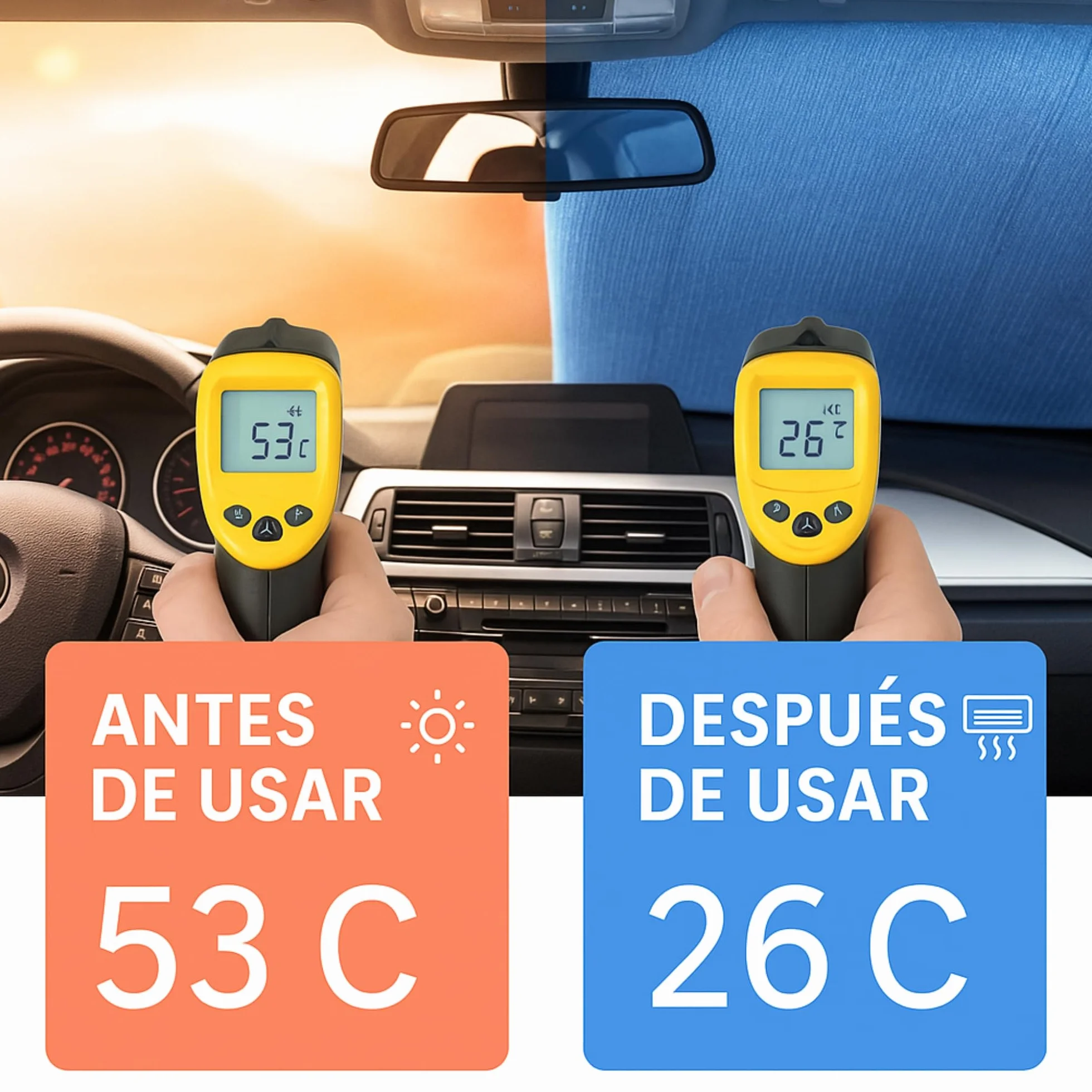 AUTOZOCO Parasol para Parabrisas Delantero Plegable, Protector Solar Universal 140 x 70 cm