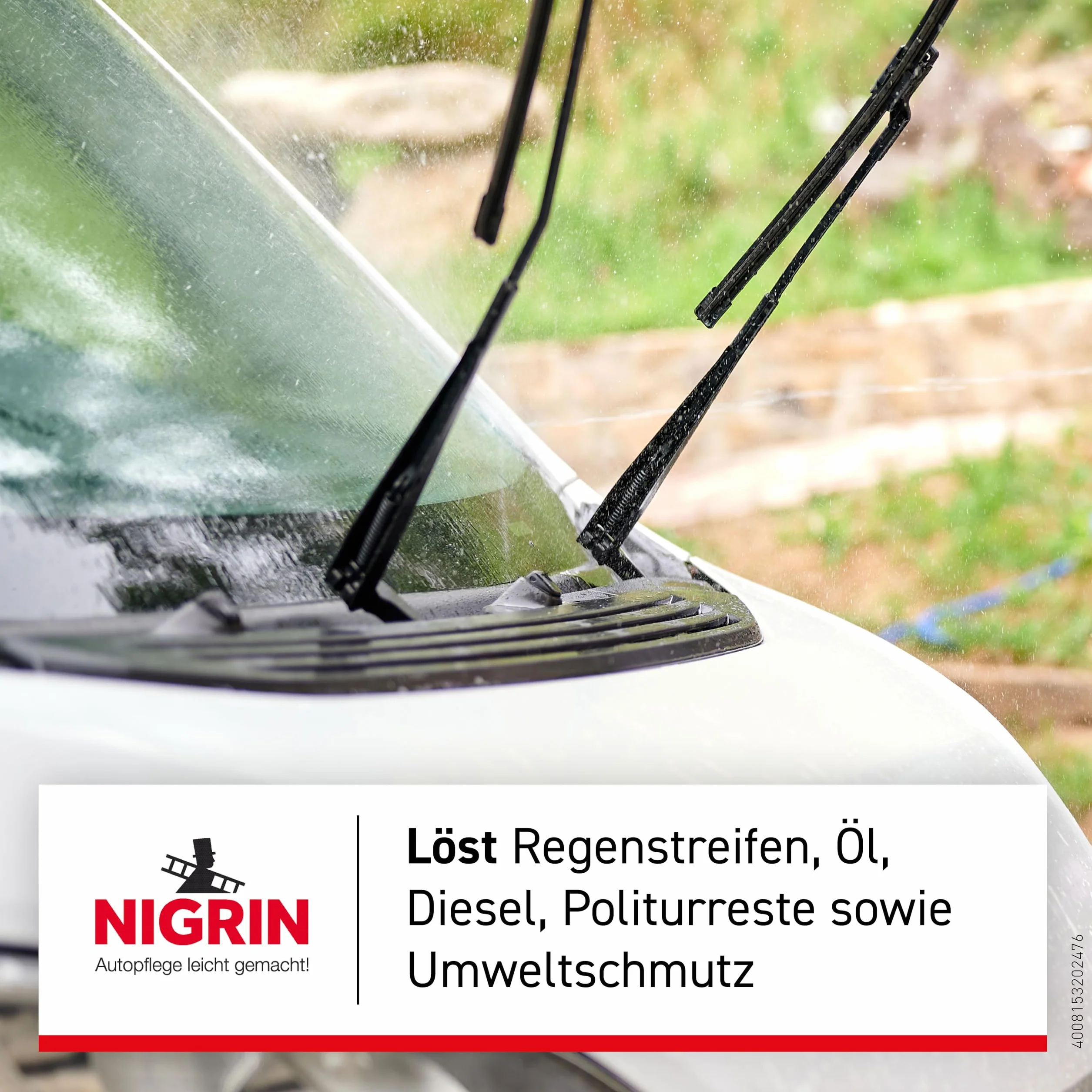 NIGRIN Caravan - Eliminador de tiras de lluvia para superficies de pintura y plástico y suelos, 750 ml
