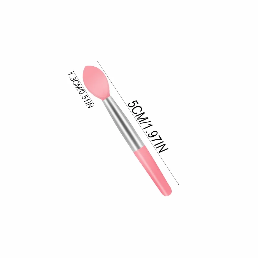 Cepillo de Labios de Silicona 4 Pcs Doble Cara, Mini Portátil Aplicador de Brillo Labial