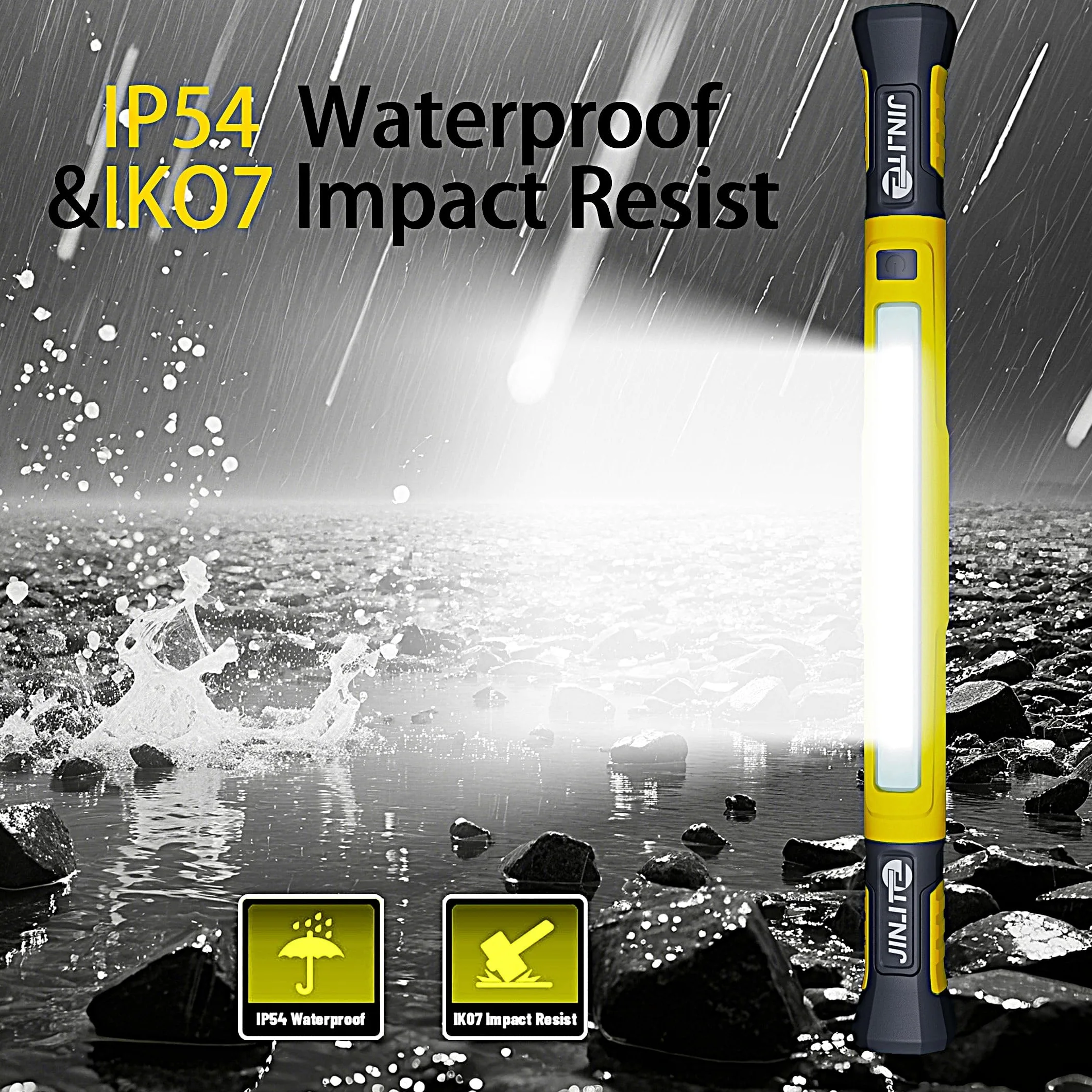 Luz de trabajo magnética – Barra de luz LED recargable de 3000 lm, 5200 mAh, luz mecánica debajo del capó para garaje, taller, inspección de vehículos (paquete de 1, amarillo)
