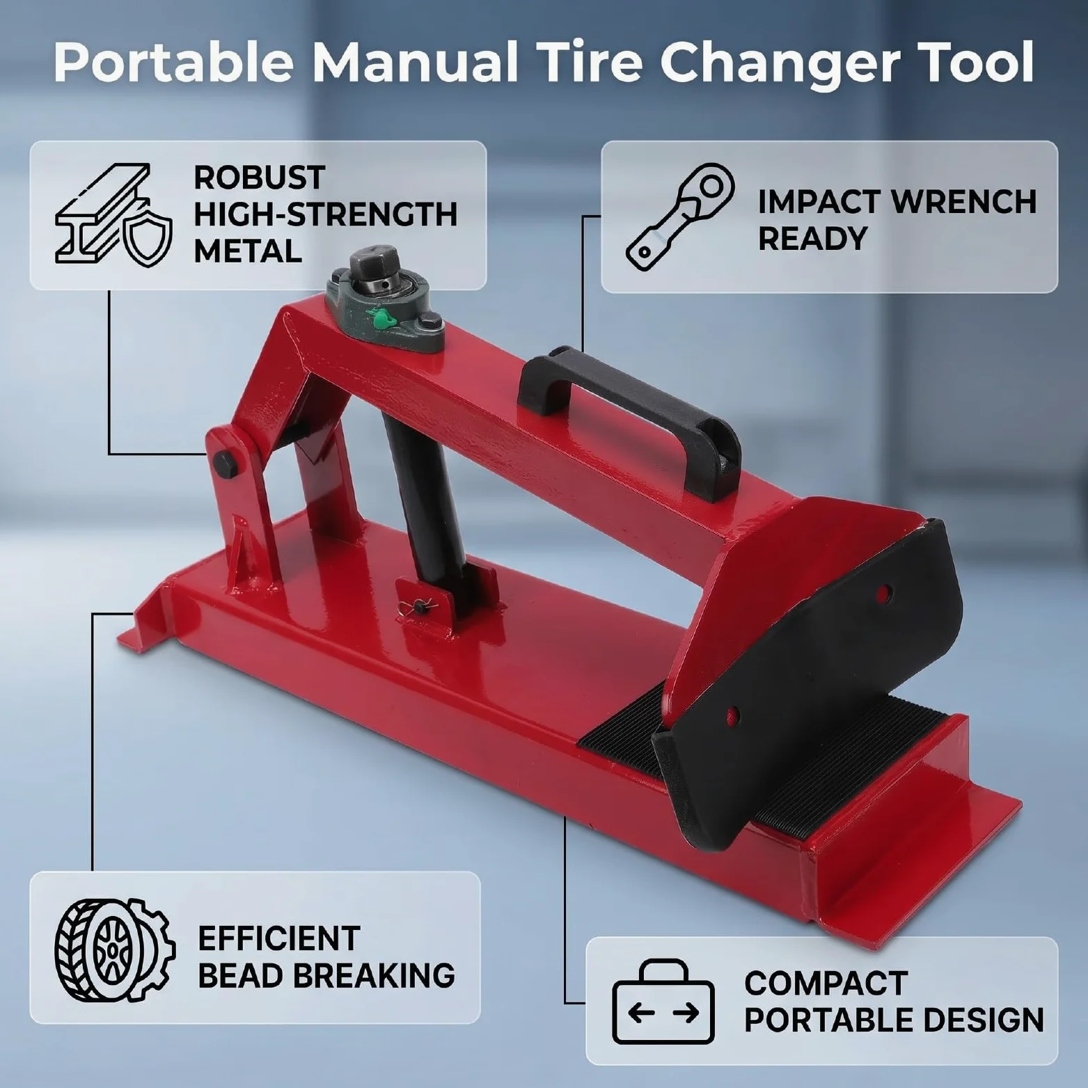 Cambiador de Neumáticos Manual, Destalonador de Neumáticos Manual Portátil, Herramienta de Desmontaje Universal para Extracción de Remolques de Automóviles, Se Utiliza con Llave Eléctrica
