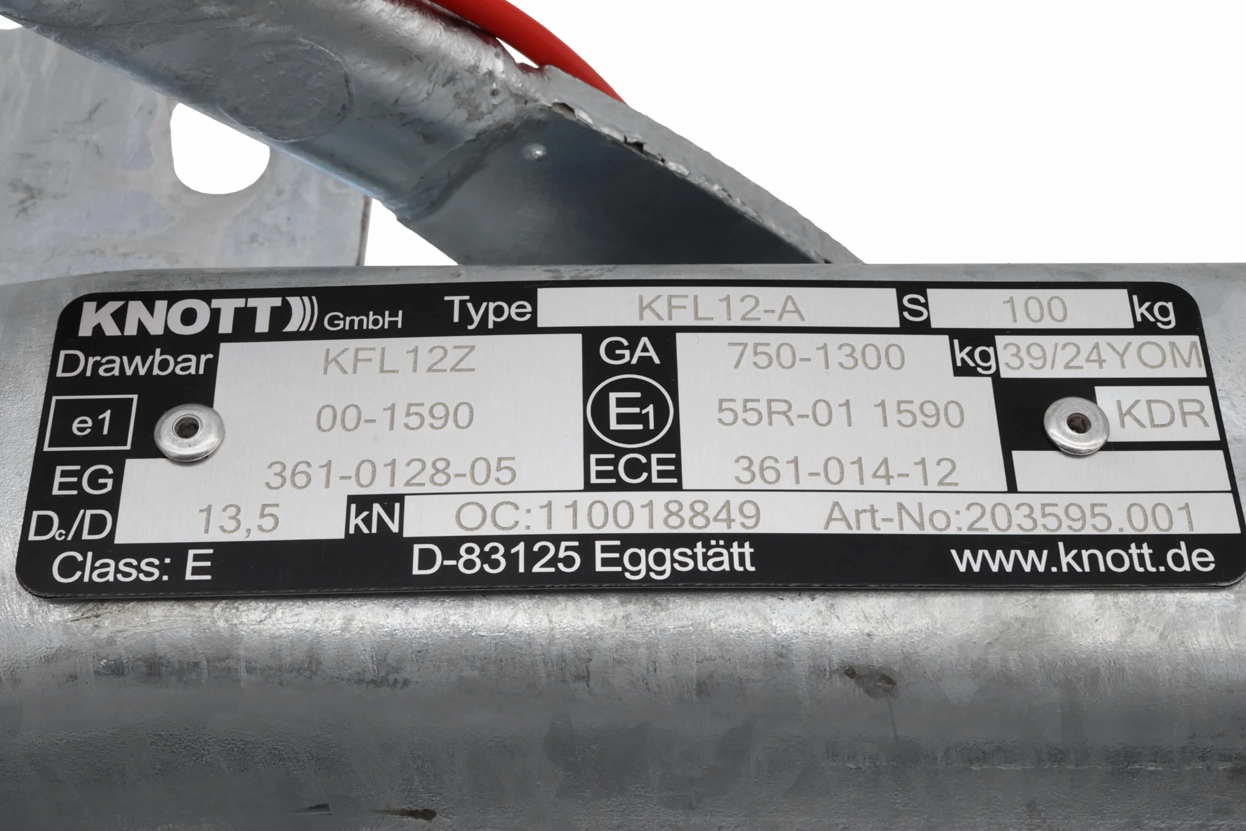 Knott KFL 12 A Remolque de Automóviles Freno 750-1300 kg Acoplamiento de Inercia de Construcción Ligera sin Consola de Rueda de Soporte