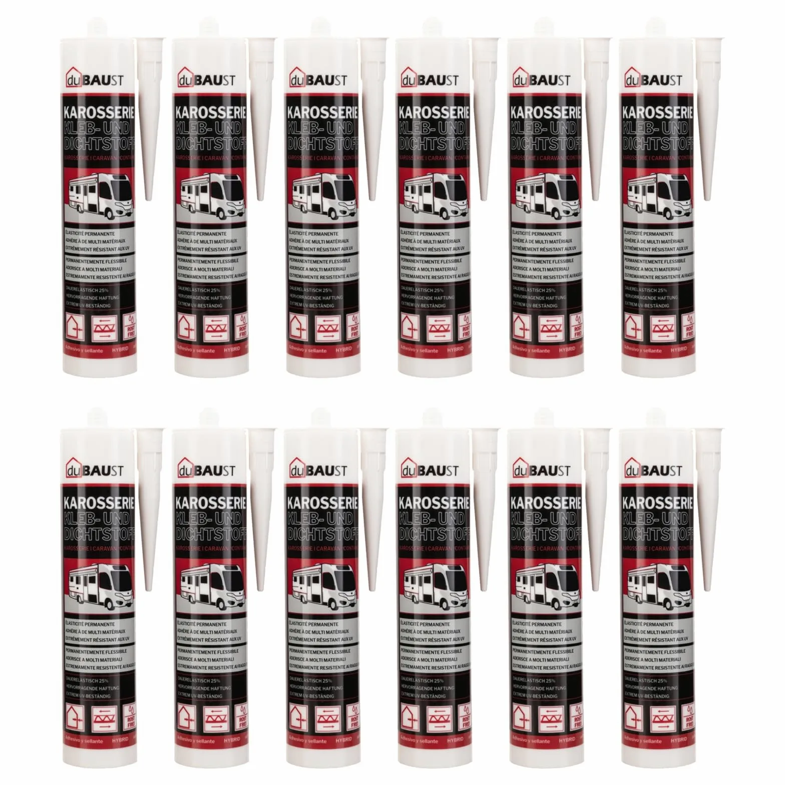 Adhesivo para carrocería, adhesivo de montaje, sellador para auto, autocaravana, interior + exterior, resistente a los rayos UV, adherencia en todas las superficies, adhesivo para caravana