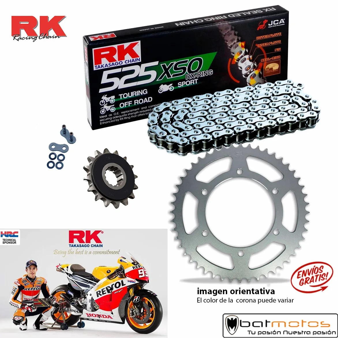 Kit de Transmision RK Compatible con KTM SUPER DUKE 990 2005-11 16/38-110