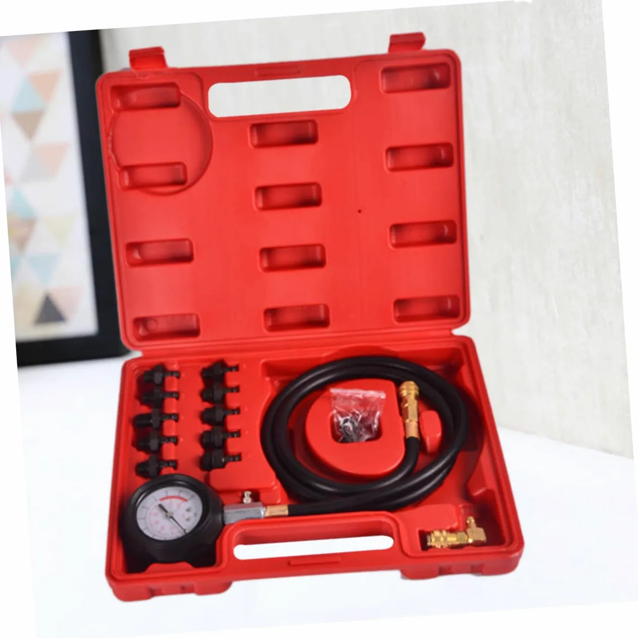 Mikinona Kit De Manómetro De Presión De Aceite para Motores con Adaptador De 90 Grados