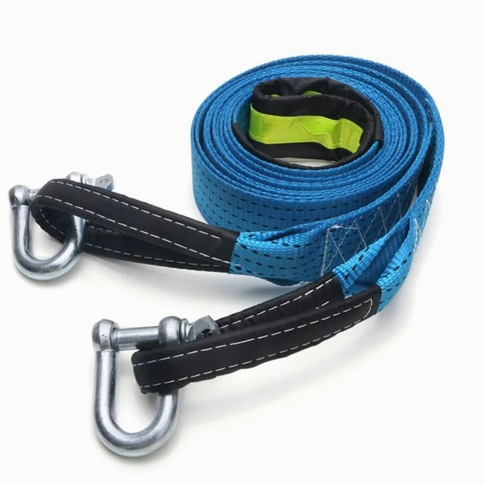Correa de Remolque, Cuerda de Remolque Cable de Correa de Cuerda de Remolque de Automóvil de 8 Toneladas con Grillete de Gancho en U Nylon de Alta Resistencia para Correa de Remolque de Remol