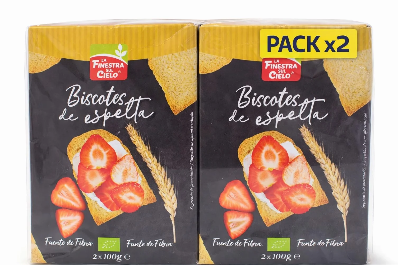 Biscotes de Espelta Bio La Finestra Sul Cielo 200 g 2 Paquetes Tostadas Ecológicas