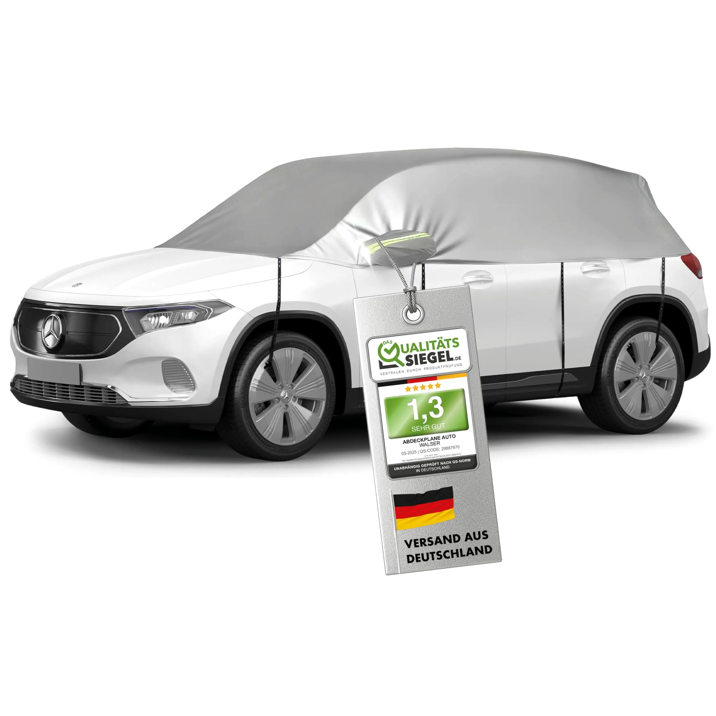 WALSER Lona para coche All Weather, 100% Lona impermeable para coche, cubierta semicubierta Talla 7 SUV/VAN plata