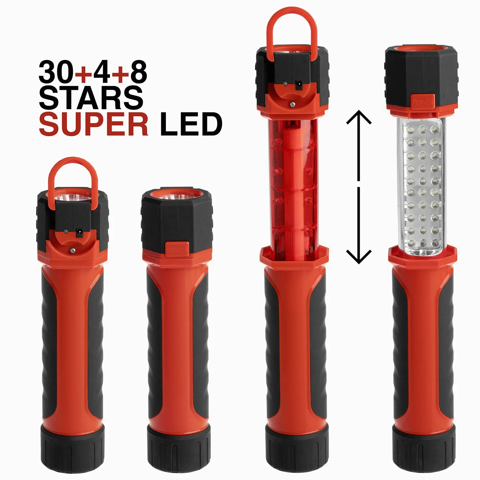 HIBRON 12 Linternas Recargables Retráctil LED con Asa para Taller Cámping, Camping, Emergencias, Pesca etc