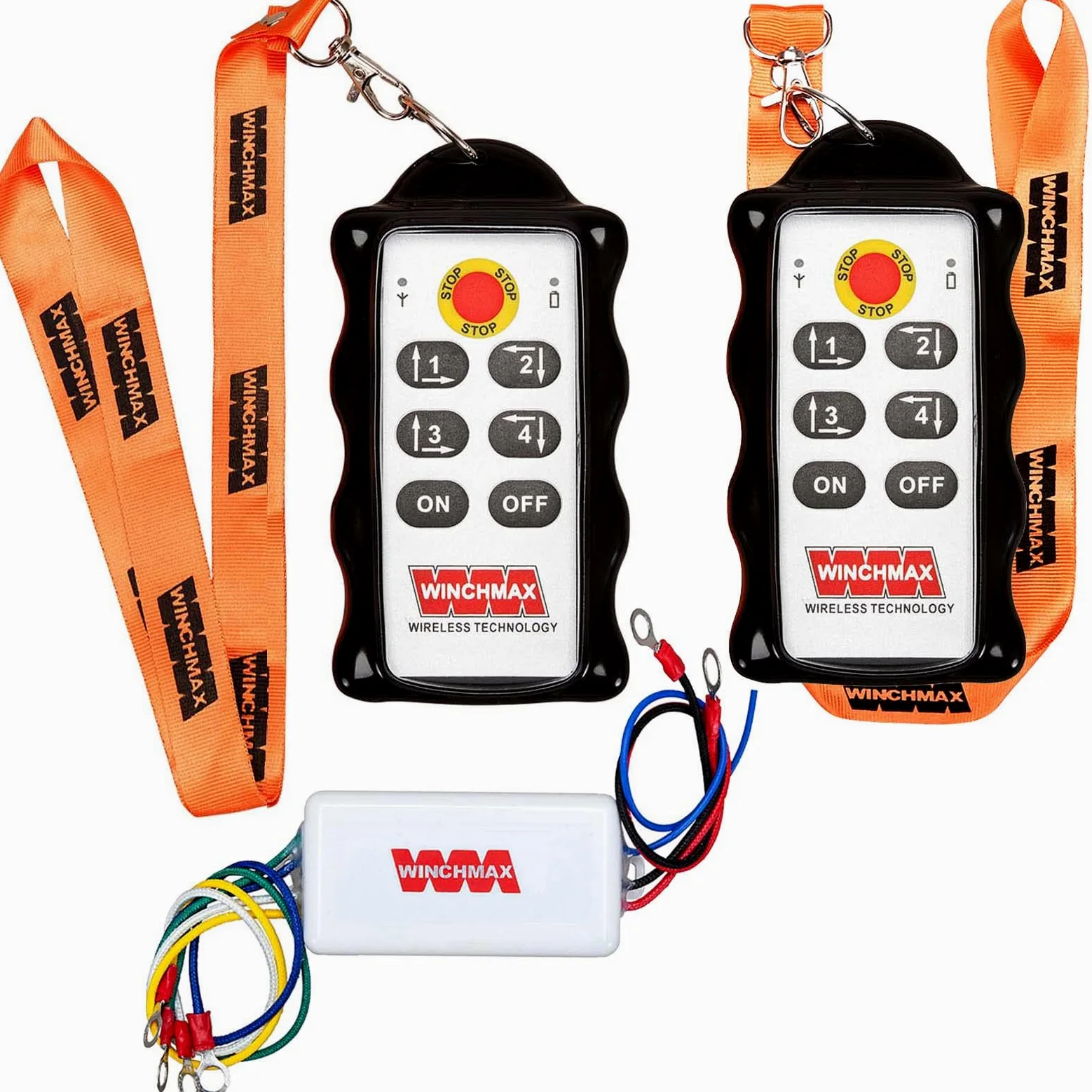 WINCHMAX Controles remotos de cabrestante de Cuatro Canales de Doble Voltaje de 12 V/24 V, inalámbricos. Auriculares de Goma Resistente Exo-Case de Alta Resistencia. Rango de Funcionamiento