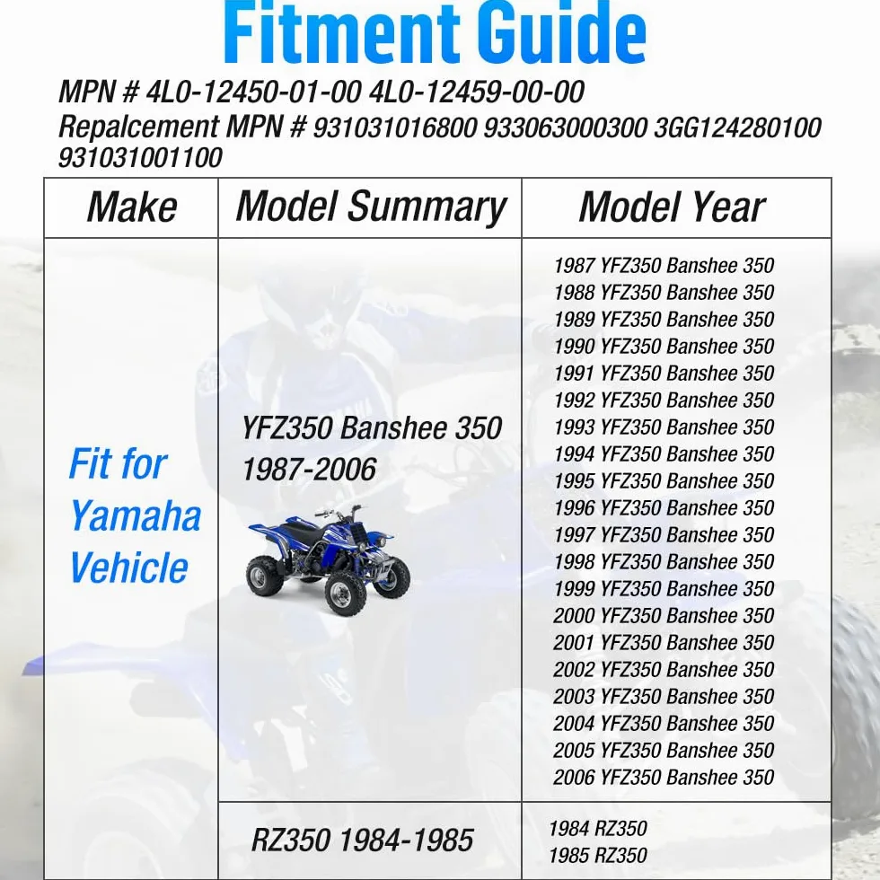 Mabutignti Kit engranaje impulsor cojinete junta de bomba de agua para Yamaha YFZ350 Banshee 350