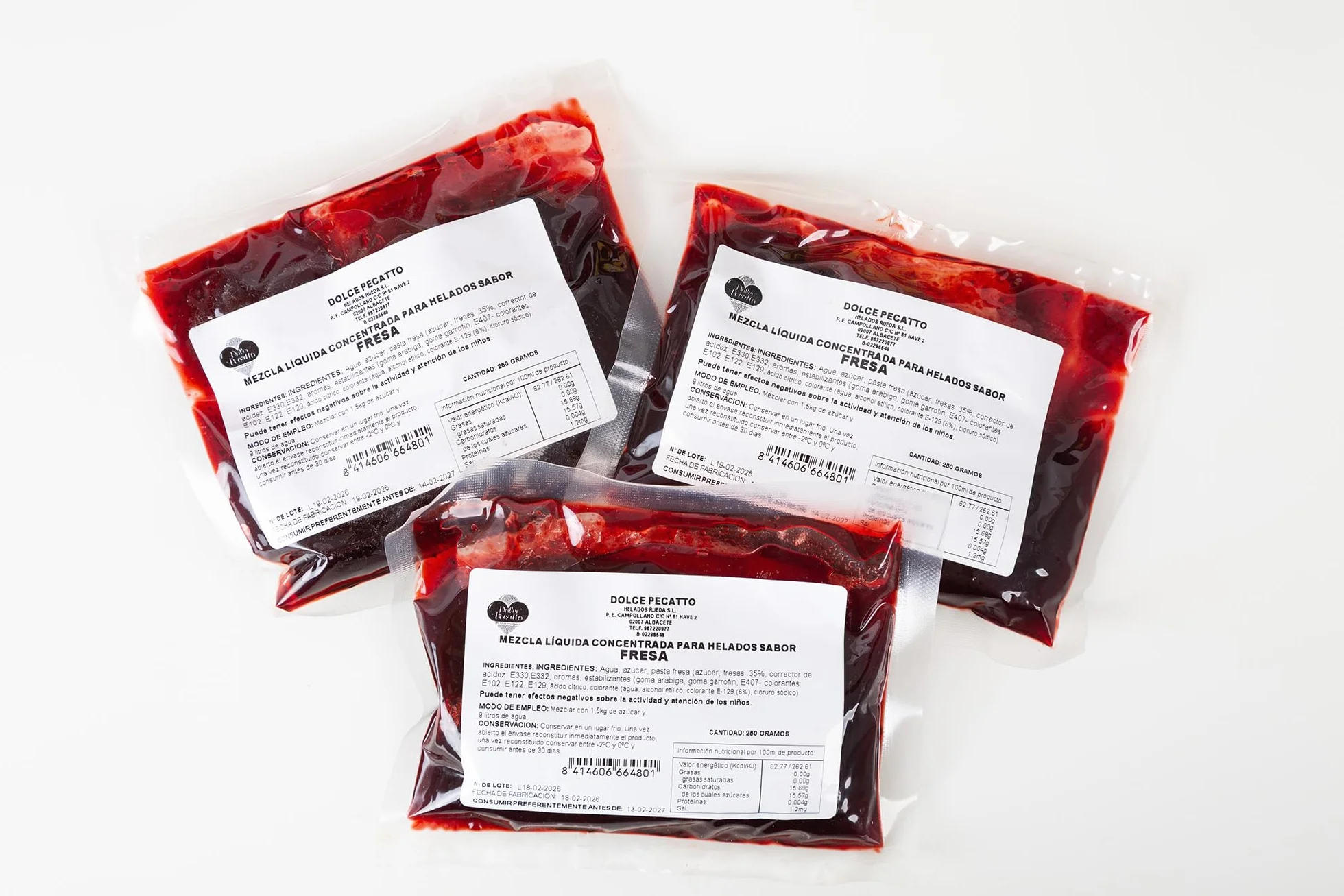 Preparado concentrado para granizado sabor fresa DOLCE PECATTO 10 LITROS