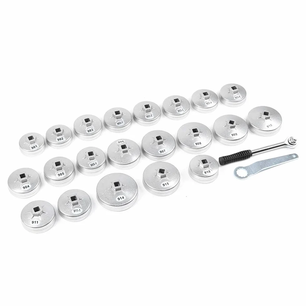 Ejoyous Juego de vasos de aluminio para llaves de filtro de aceite - 23 piezas
