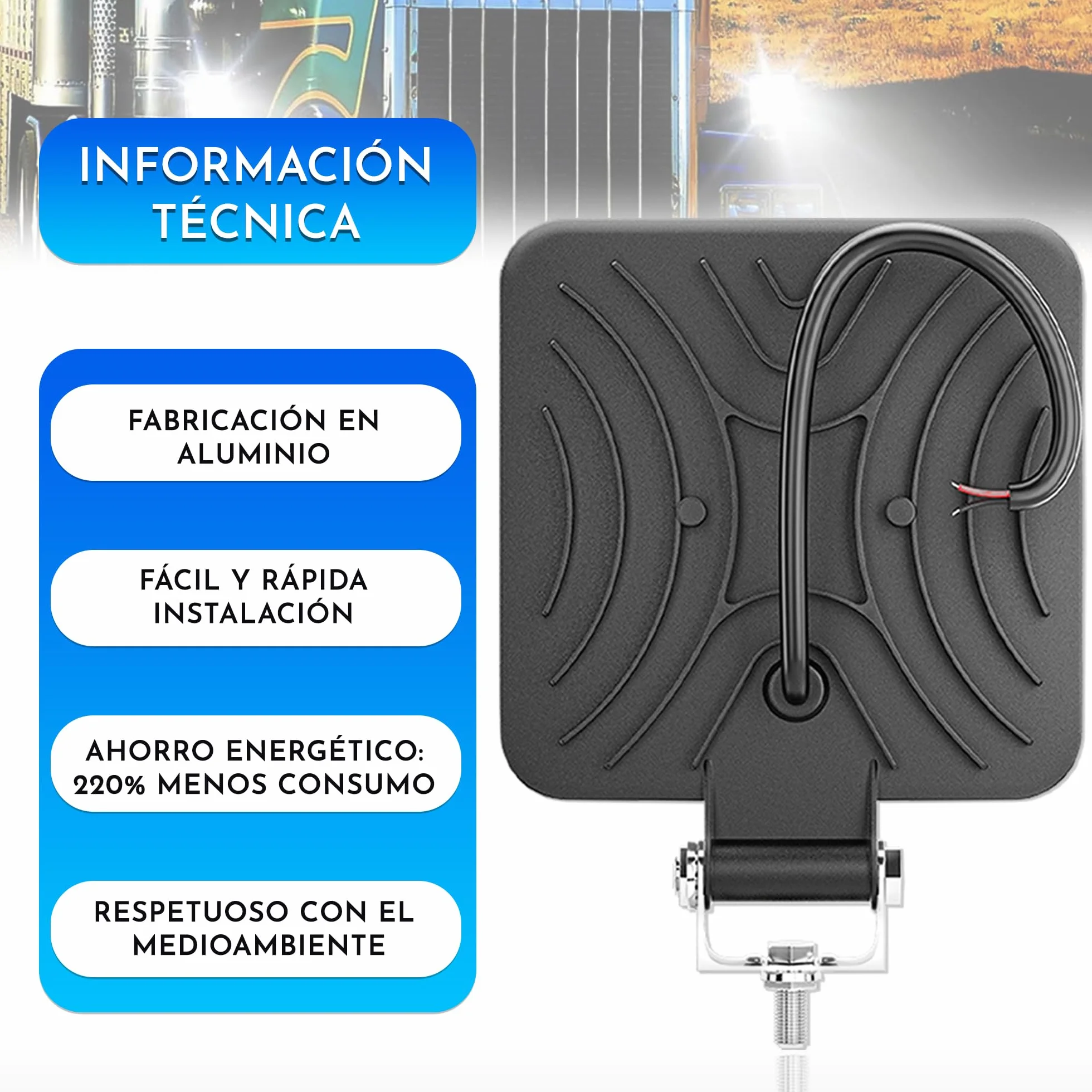 Foco led 12v 2 uds Aluminio abs 18 Leds 6500K 8.4 cm 3.34" IP65 Maxima luminosidad Faros Tractor 4x4 Largo Alcance
