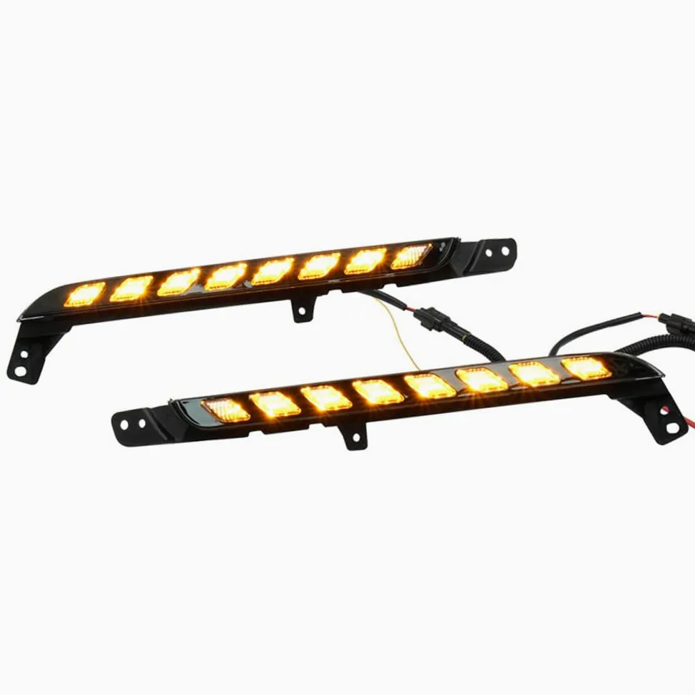Luces de circulación diurna Riloer, luz LED ámbar + luz blanca, luz de advertencia para automóvil, indicadores de luz de emergencia de 12 V compatibles con Toyota Hilux Revo Rocco 2020-2021