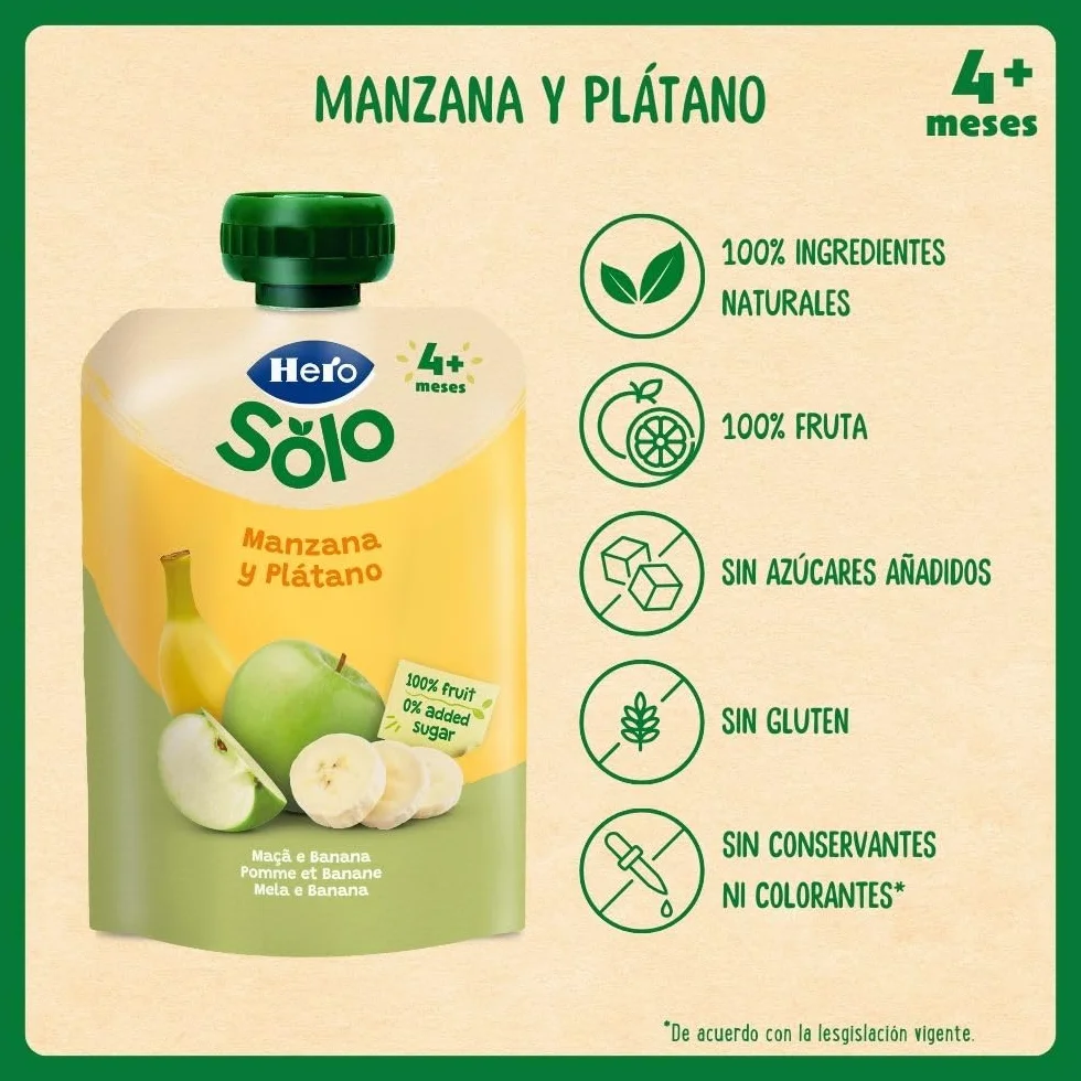 Hero Baby Bolsitas de Manzana y Plátano 100 g