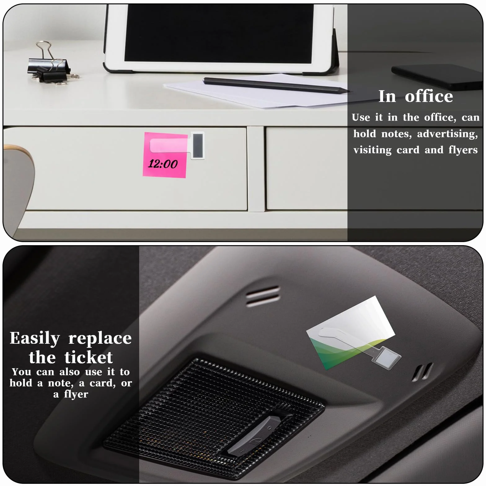 TIESOME 10 piezas de clips para soporte de ticket de aparcamiento, soportes transparentes para parabrisas autoadhesivos, clip para tickets para coches, caravanas, camiones