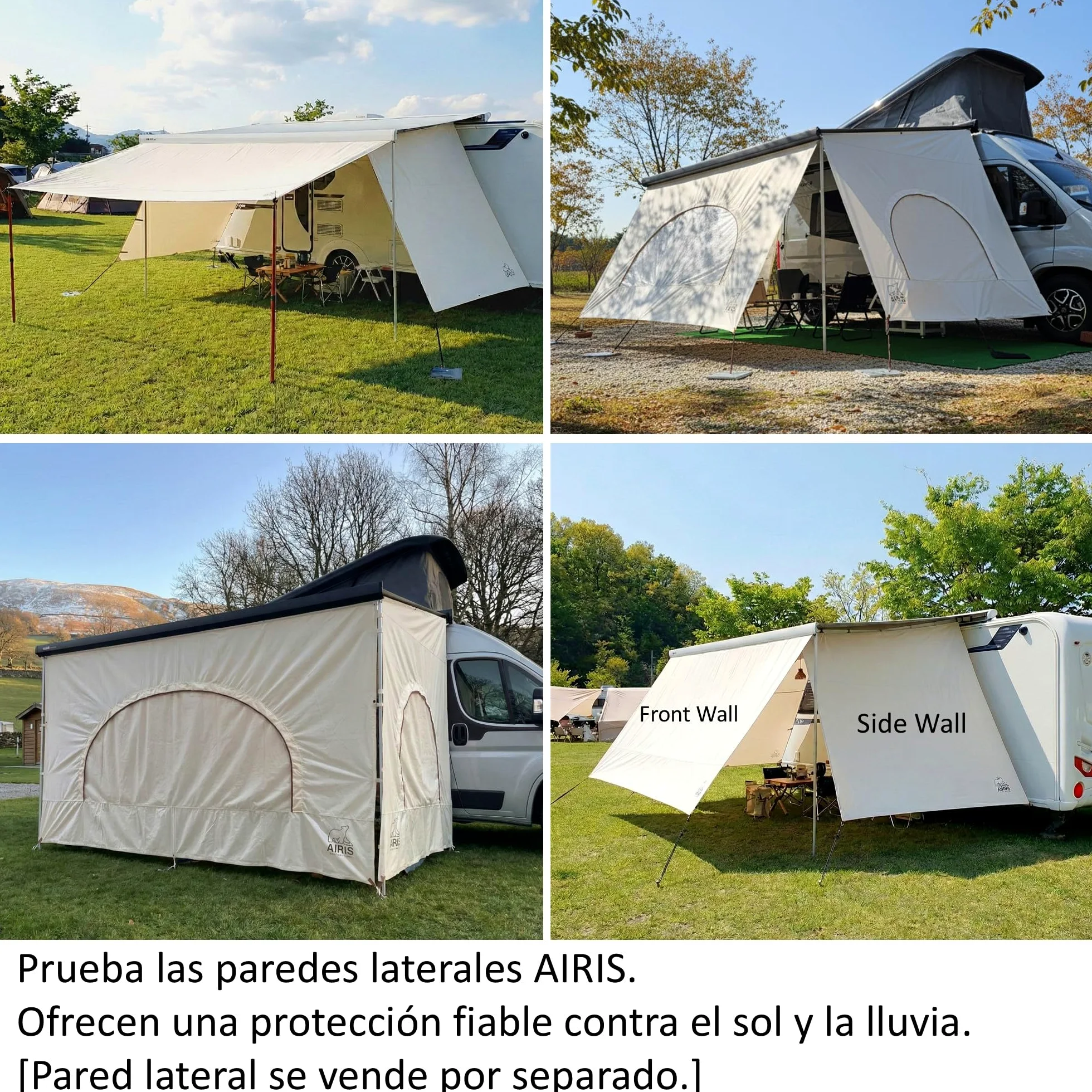 AIRIS - Parasol para autocaravana - Protección eficaz de algodón repelente al agua, fácil de montar, compatible con toldos Thule, Fiamma y Dometic (253 x 185)