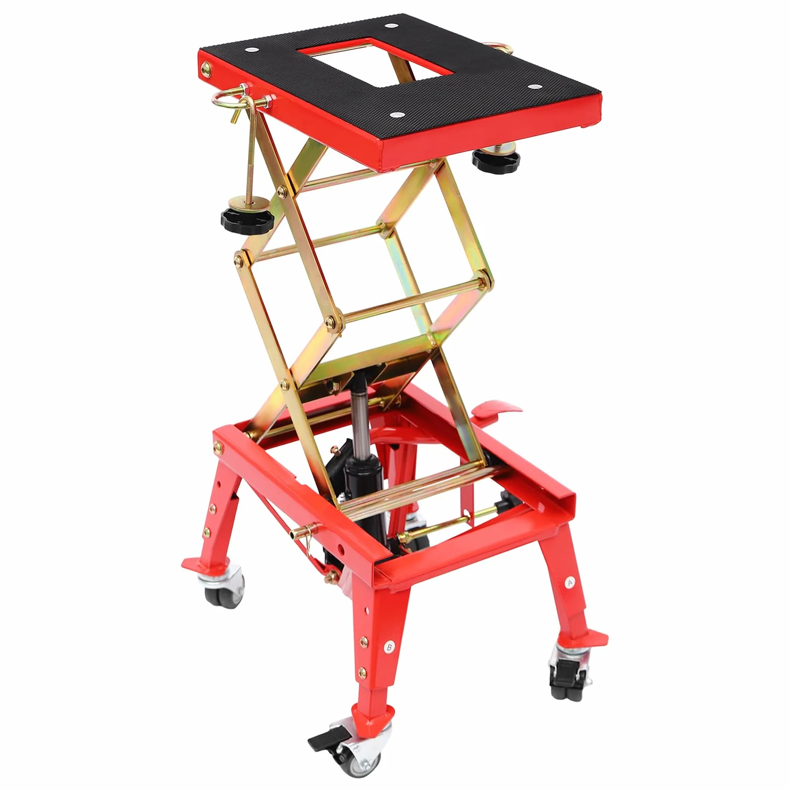 Elevador de motocicleta, con ruedas universales, capacidad de carga de hasta 160 kg, ajustable 305 – 800 mm, plataforma elevadora de moto, para talleres de reparación de coches, tiendas de