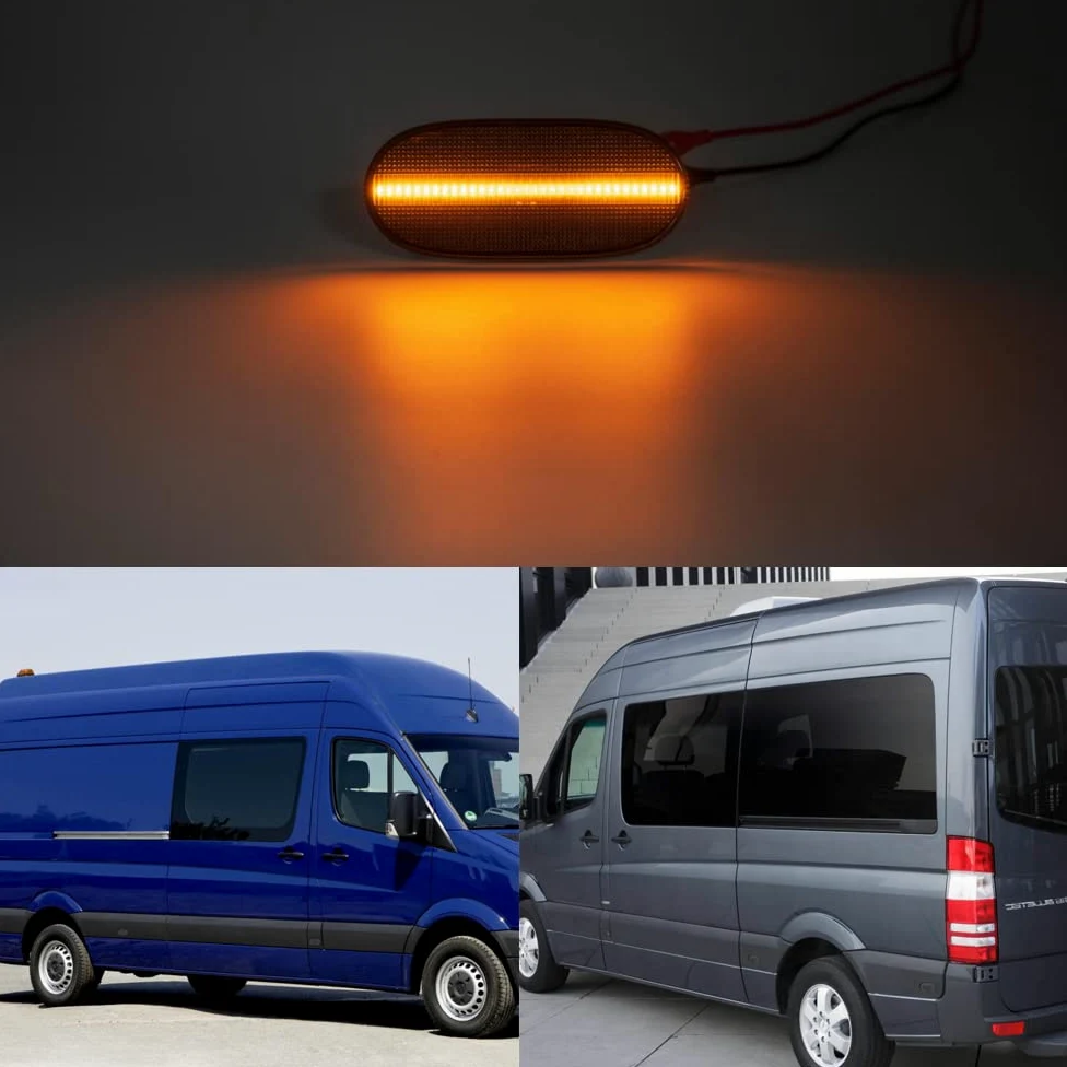 6 luces LED de marcador lateral de 12-24 V, luces indicadoras ámbar para M'ercedes B'enz Sprinter W906 Volks Crafter 2E 2F, luces de despeje, lente ahumada, reemplazo de bombilla halógena de stock