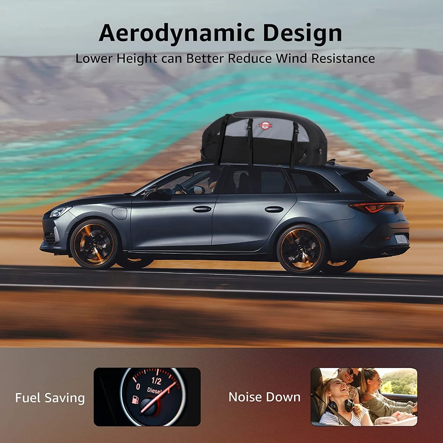 Sailnovo Cofre de Techo para automóvil, 580L, Plegable, Impermeable, para Techo de automóvil, portaequipajes, Cofre de Techo Resistente con 6+6 Correas reforzadas