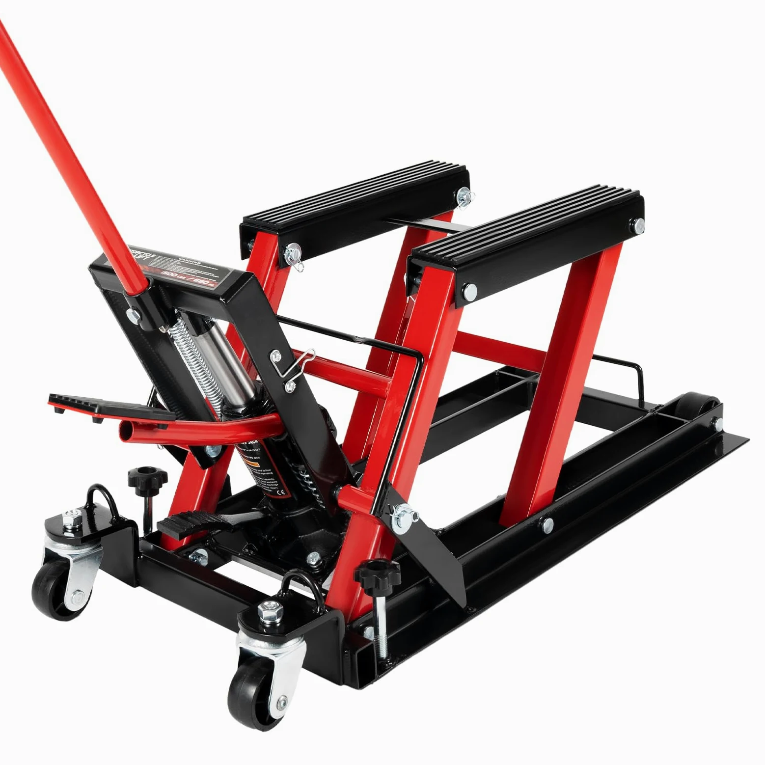 Plataforma elevadora para moto, quad, ATV, hidráulica, hasta 680 kg, gato hidráulico, ayuda para maniobrar la motocicleta, superficies de goma