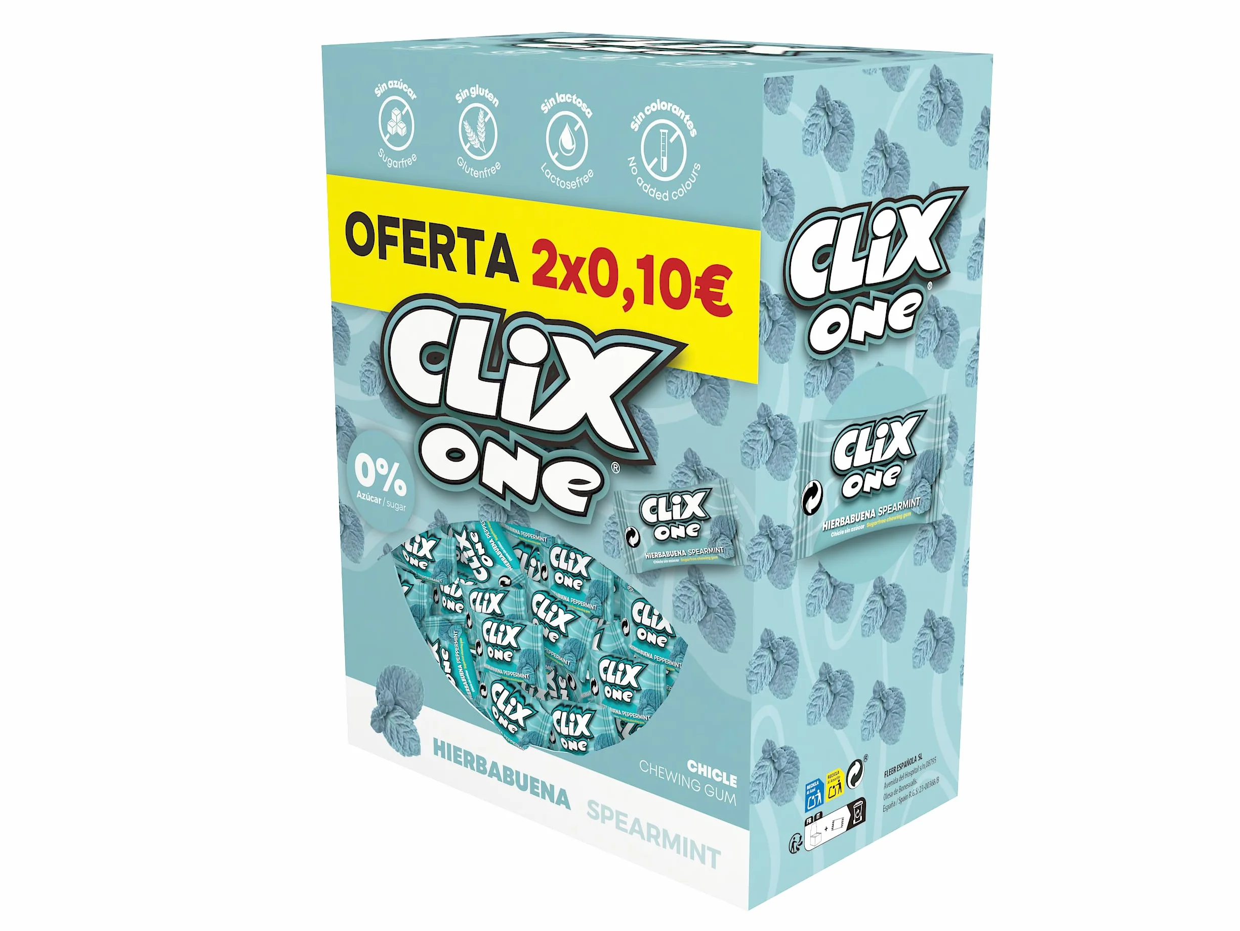 Chicle sin azúcar iChuches Clix 150 Hierbabuena sin gluten sin lactosa