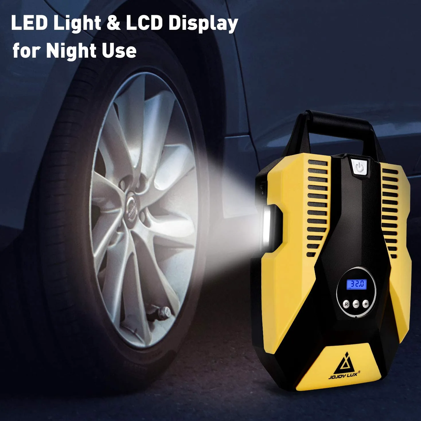 WERPOWER Digital Tire Inflator, 12V DC Portable Air Compressor Pump for Car Tires, 150 PSI Auto Shut Off with Emergency LED Flasher.