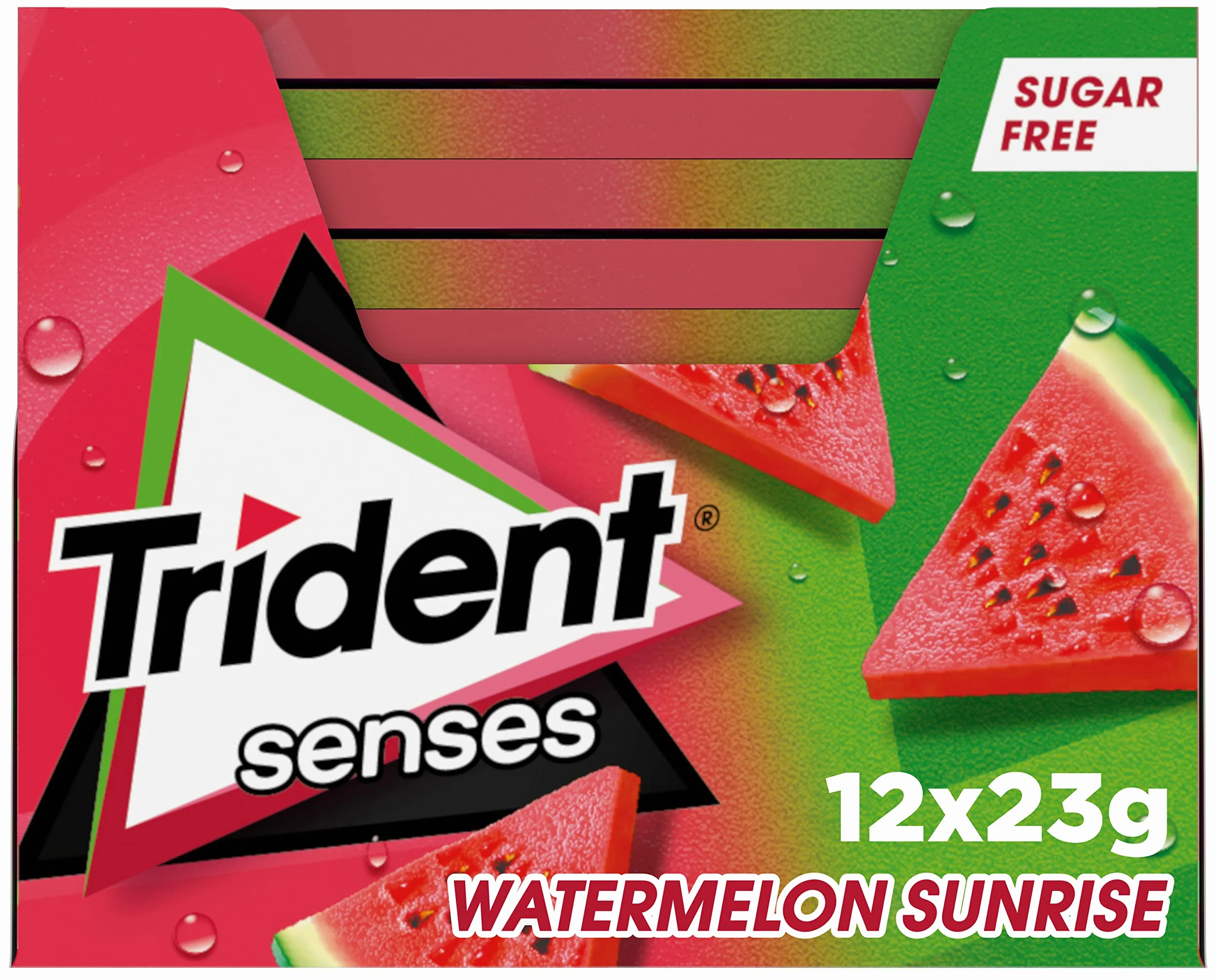 Trident Senses Watermelon Chicles sin Azúcar Sandía Paquete 12 x 23 g