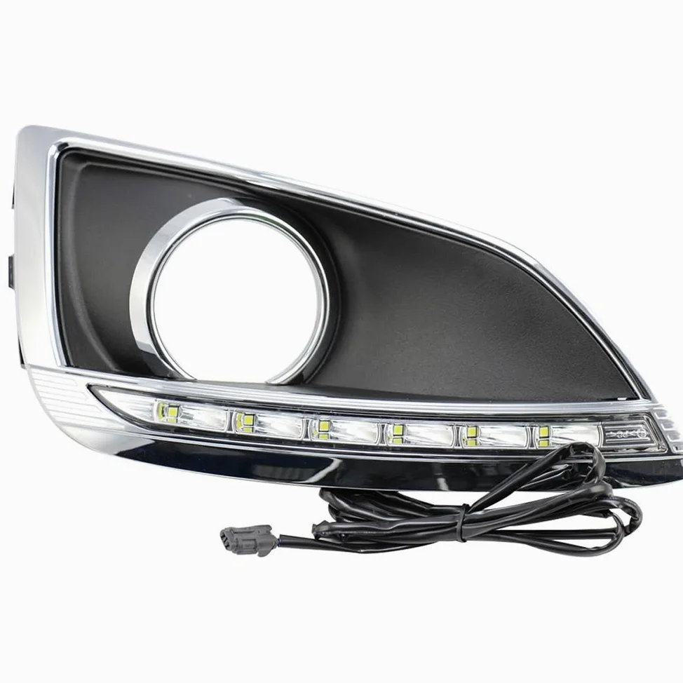 BAKUGO 2 Piezas LED Luz De Circulación Diurna Luz Antiniebla Luz Parachoques Delantero DRL Luz De Señal De Vuelta para Hyundai IX35 2010 2011 2012-White