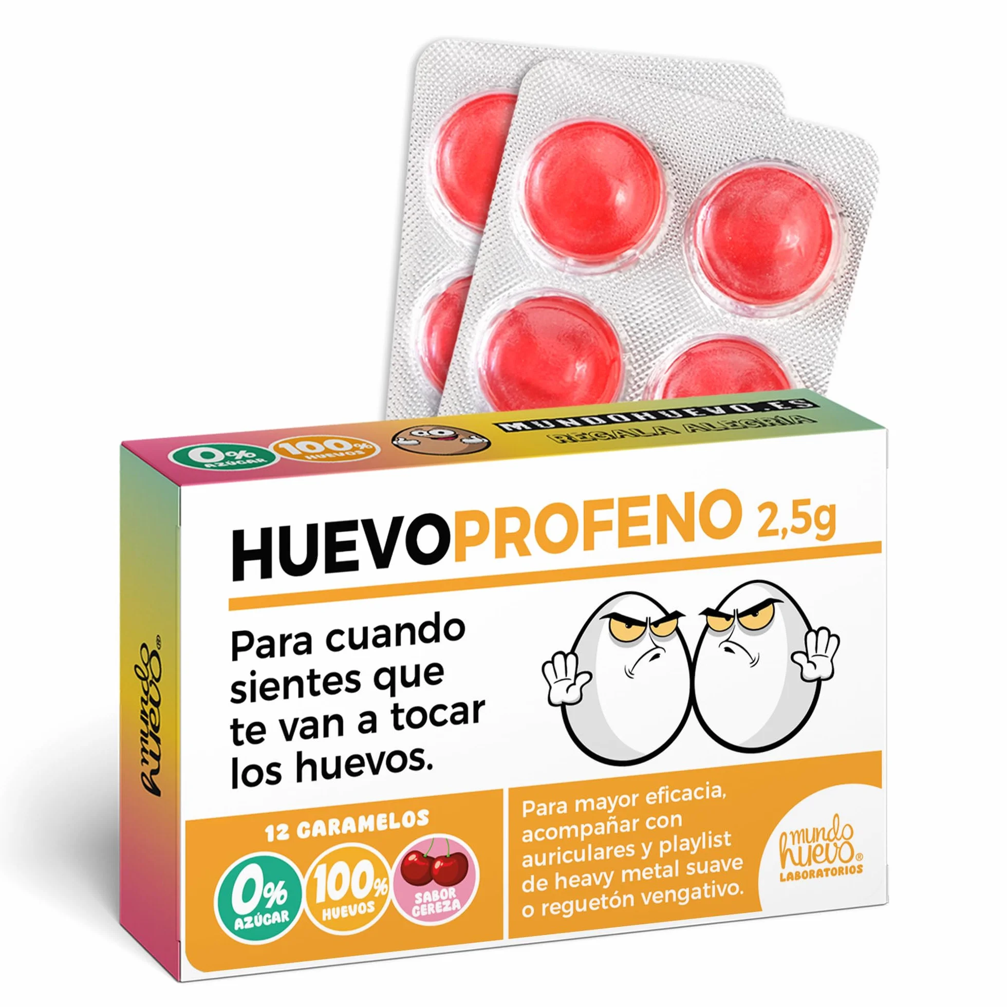 HUEVOPROFENO Caramelos de Broma sin azúcar 12 uds Caja Regalo Divertido