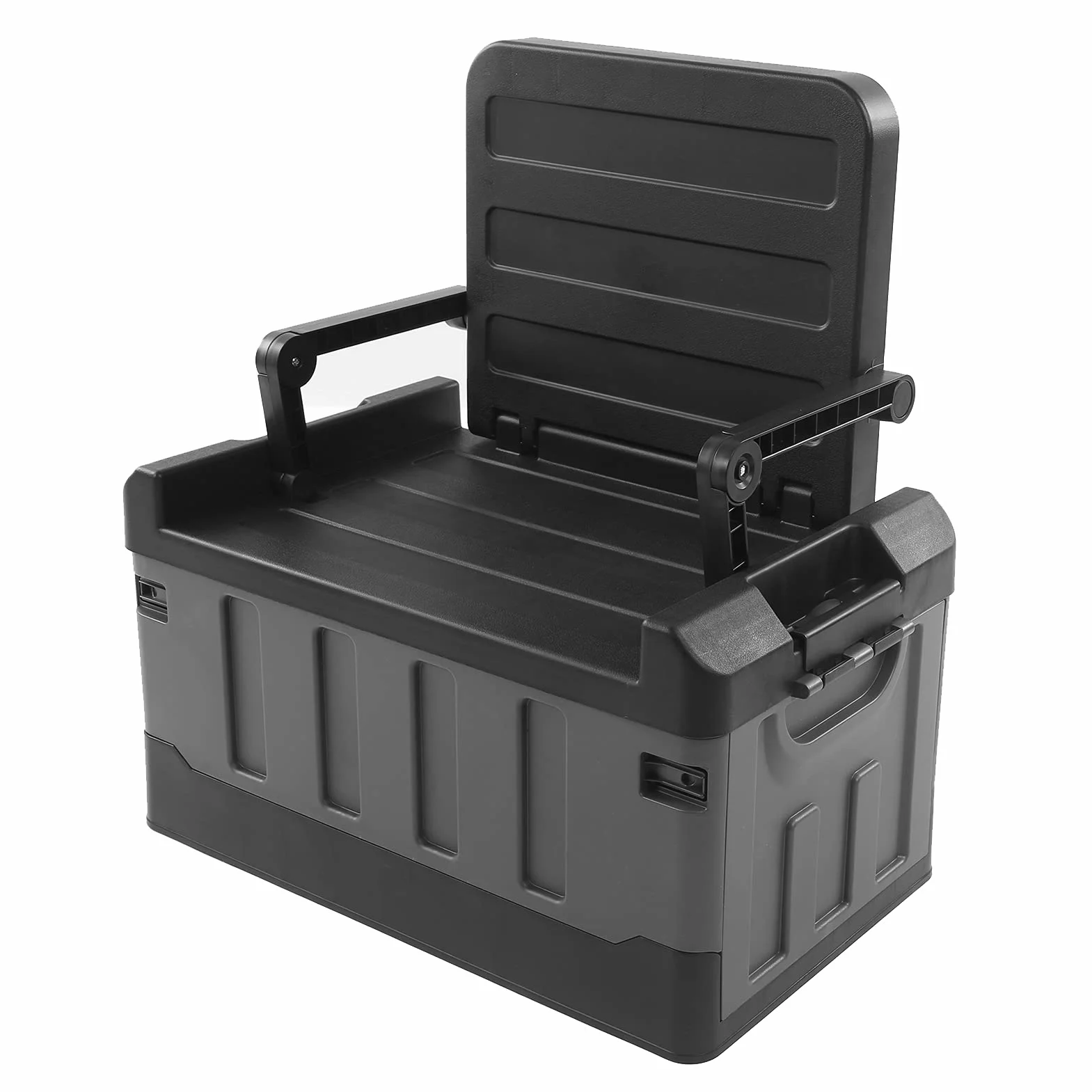 Silla Portátil, Organizador de Maletero Plegable de ABS, Capacidad de Carga de 70 Litros y 441 Libras, Caja de Almacenamiento Plegable para Automóvil que Se Convierte en Asiento para Acampar,