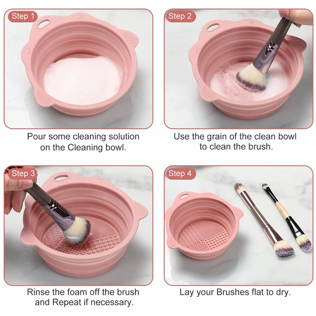 Almohadilla de silicona para limpieza de brochas de maquillaje plegable portátil