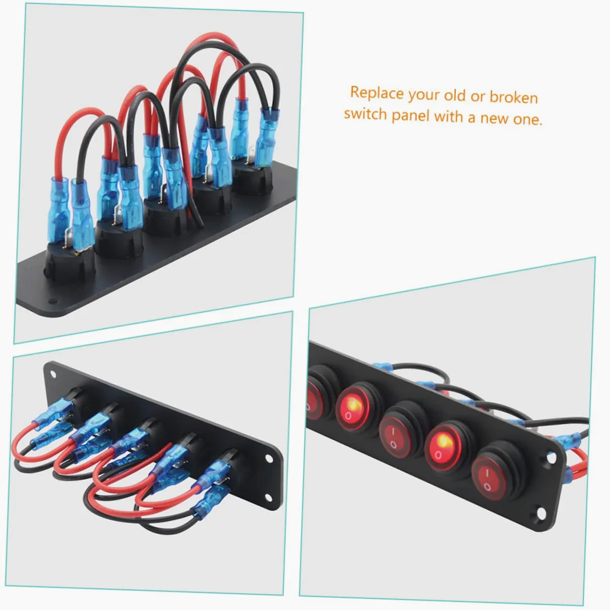 ULTECHNOVO 3piezas Panel De Interruptores Rocker Marinos De Gangs Precableado Led Para Autos y Motos
