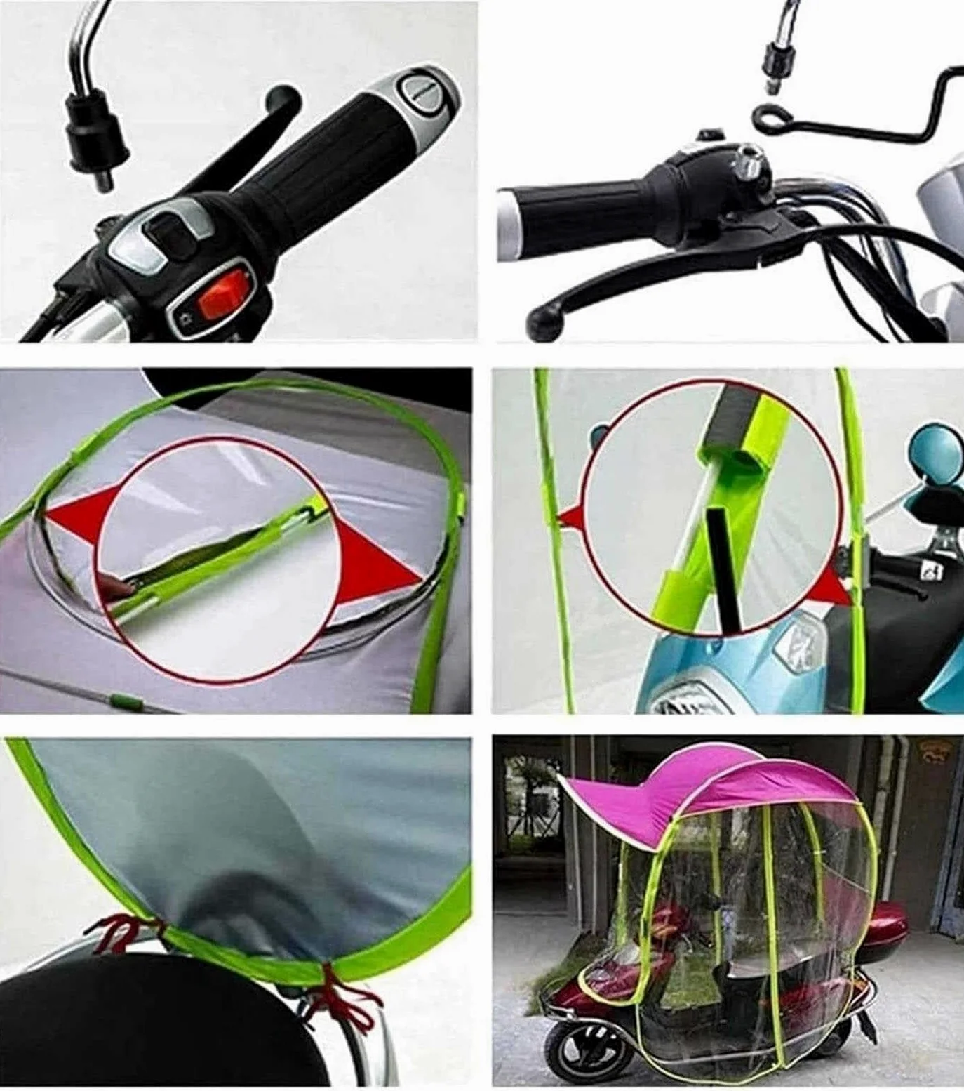 Toldo impermeable para scooter de motor, cubierta de lluvia y parasol totalmente cerrada, diseño plegable universal para protección al aire libre
