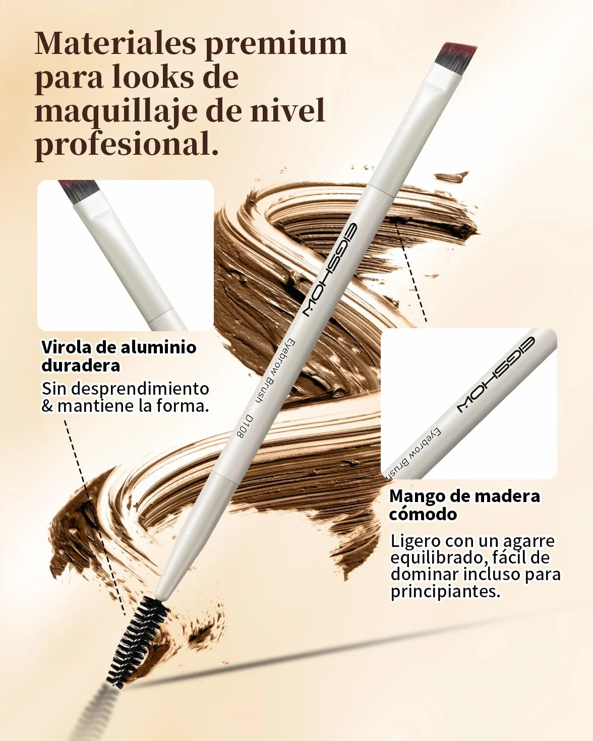 EIGSHOW Cepillo para cejas en ángulo de doble punta, para definir cejas delineador ojos pestañas, Maquillaje de Ojos