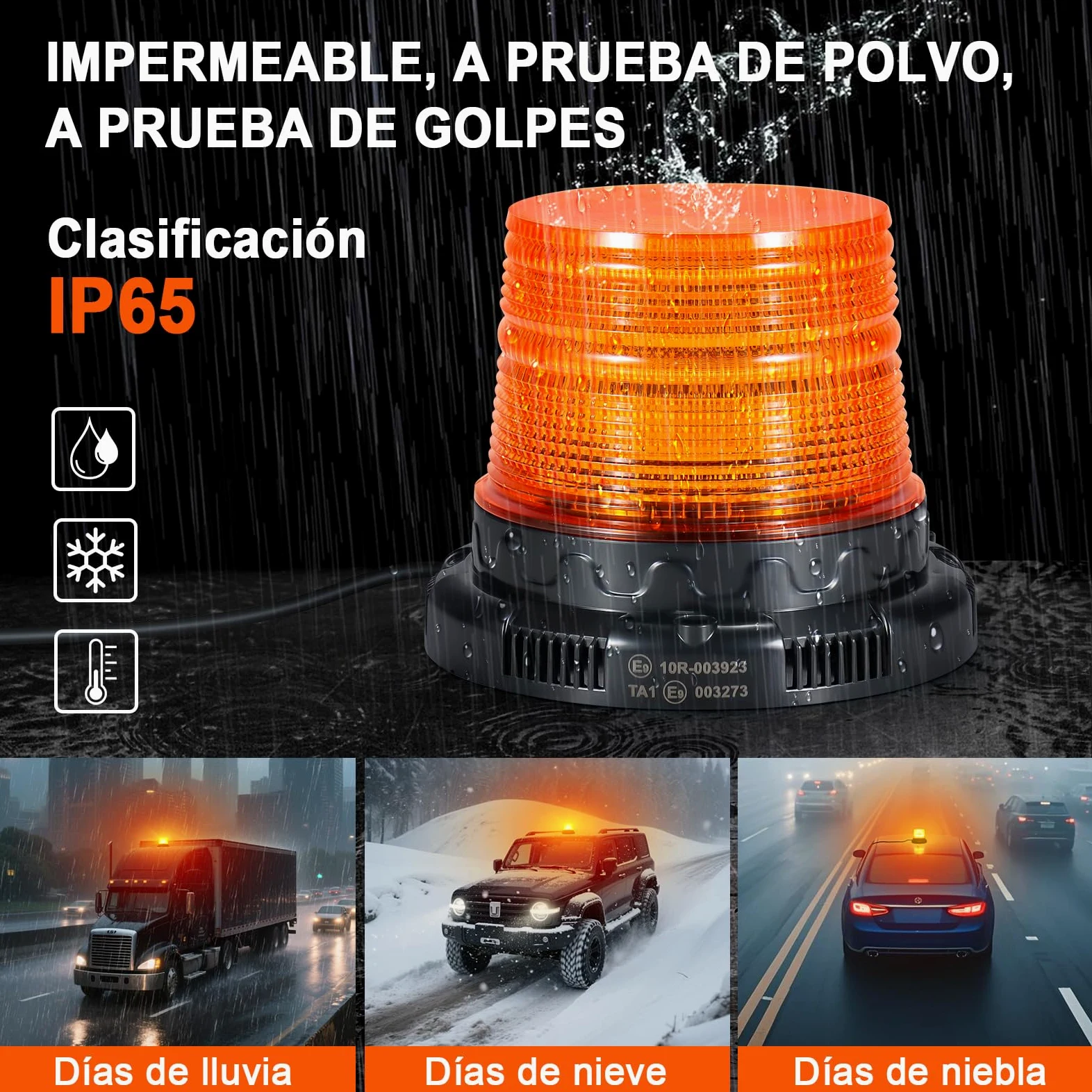 AnTom Baliza LED 12V 24V Amarilla con Función de Alerta de Voz Cable de 3 Metros y Doble Interruptor para Camión, Tractor, SUV, Carro de Golf, Vehículos de Emergencia y Obras