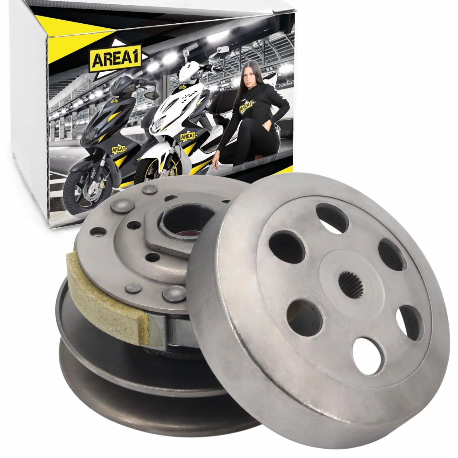 Area1 Convertidor de recambio+embrague+campana 107mm 50cc China 4T Motor compatible con Lingtian Vanguard Tauris TNTMotor Rivero Neco Luxxon JMSTAR JINLUN EUROCKA