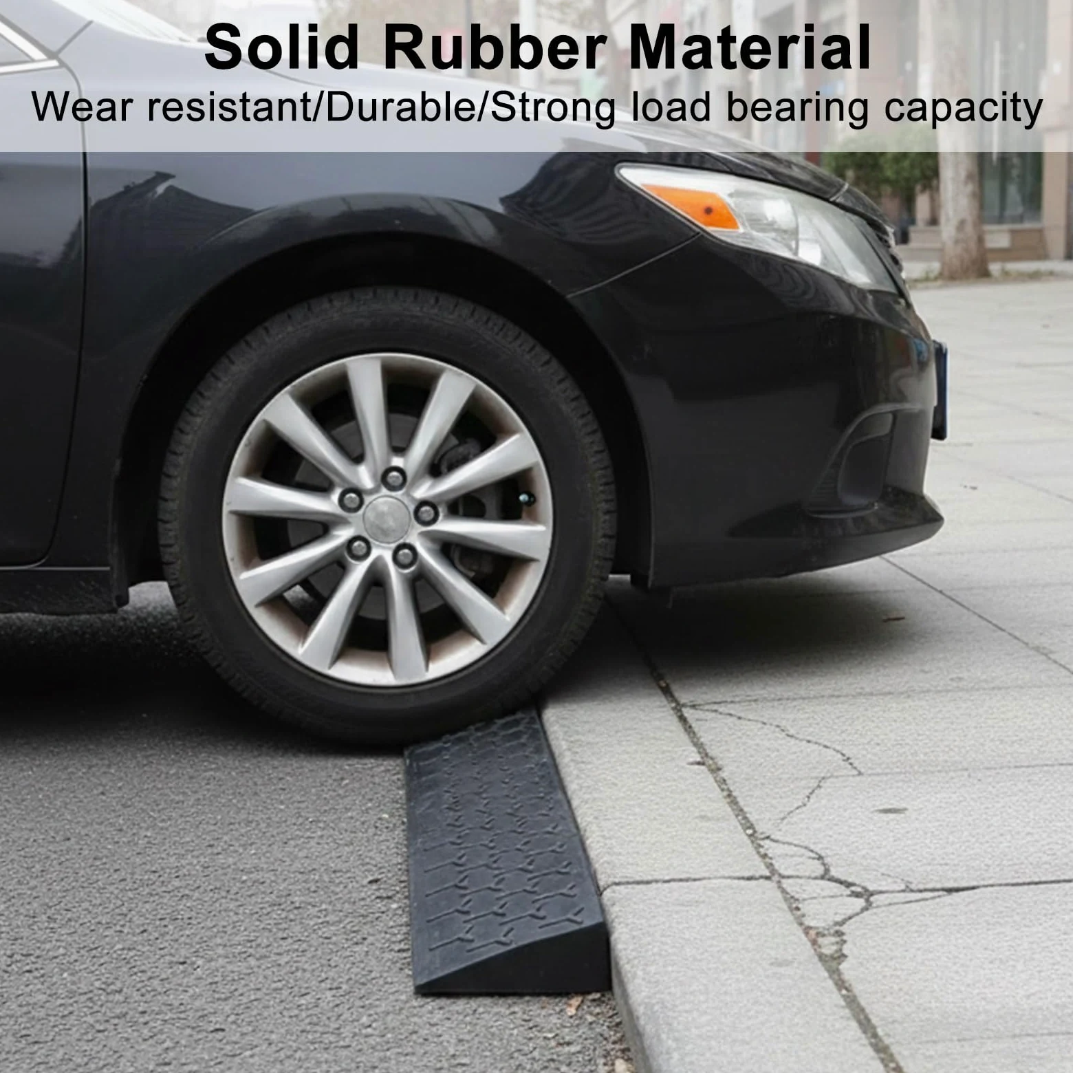 Goma Rampas para Coches, Rampa Escalon Antideslizante, Capacidad de 1000 kg, para Garajes Aceras Coches Patinetes y Bicicletas(100x11x4.5cm/39x4.3x1.8in)