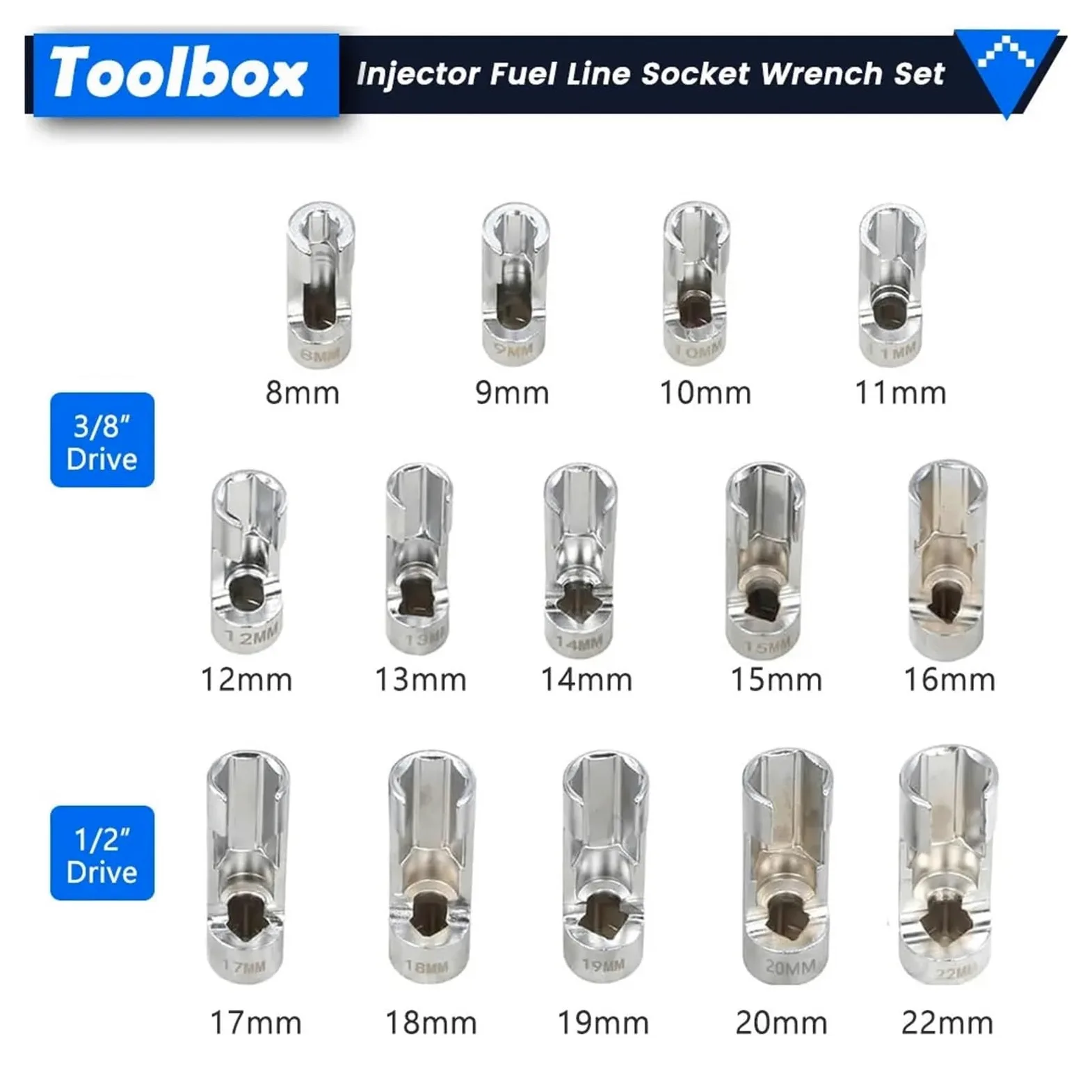 NOX Sensor Óxido Nitrógeno Juego Enchufes Con Sensores Oxígeno, Herramientas Extracción Unidades 3/8 "y 1/2", Llaves Inglesas Reparación Con Caja Almacenamiento, 14 Piezas