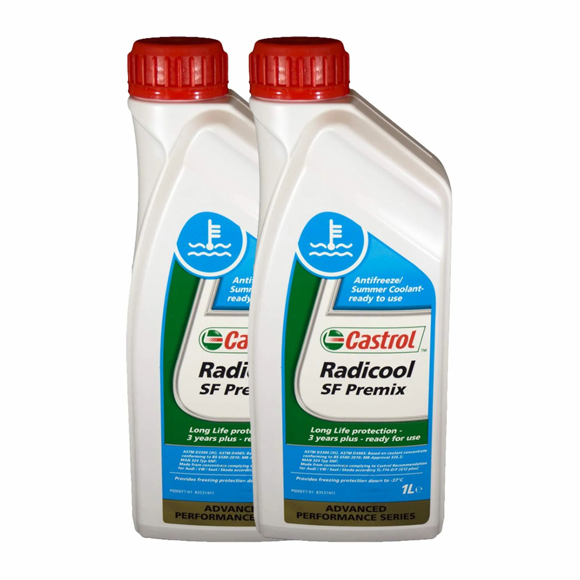 Castrol Radicool SF Premix - Líquido para radiador anticongelante líquido refrigerante para coche, paquete de 2 x 1 l.