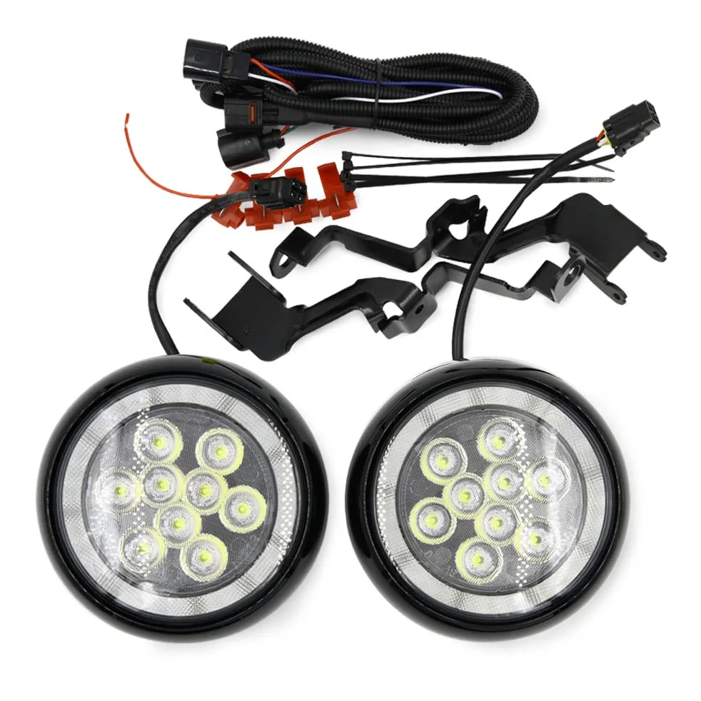 NSLUMO - Juego de 2 luces LED de circulación diurna para conducción, con anillo de halo y ojos de ángel, carcasa negra, para Mini Cooper