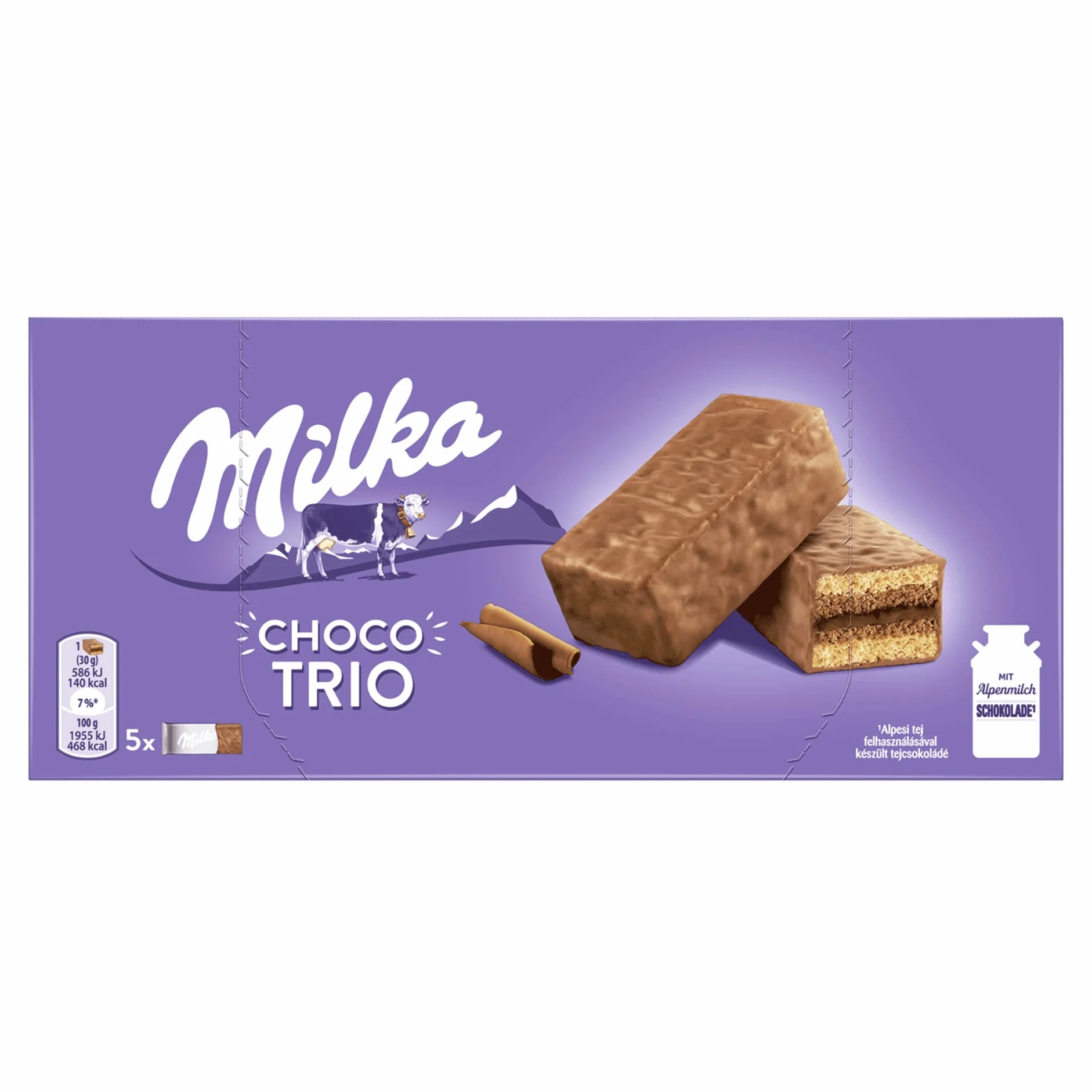 Milka Choco Trio Bizcocho de Cacao Cubierto con Chocolate con Leche 150 g