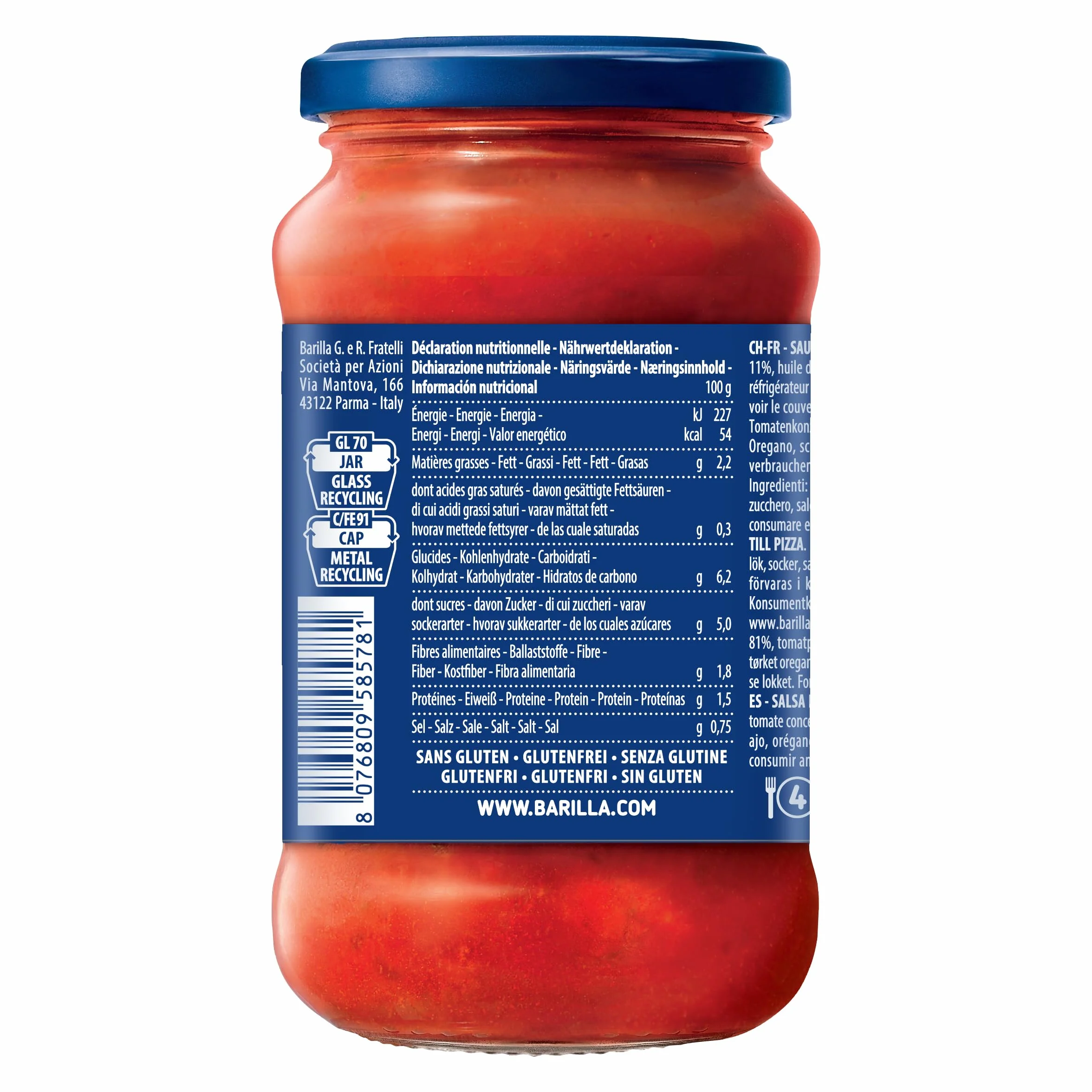 Barilla Salsa de tomate para pizza frasco 400 g