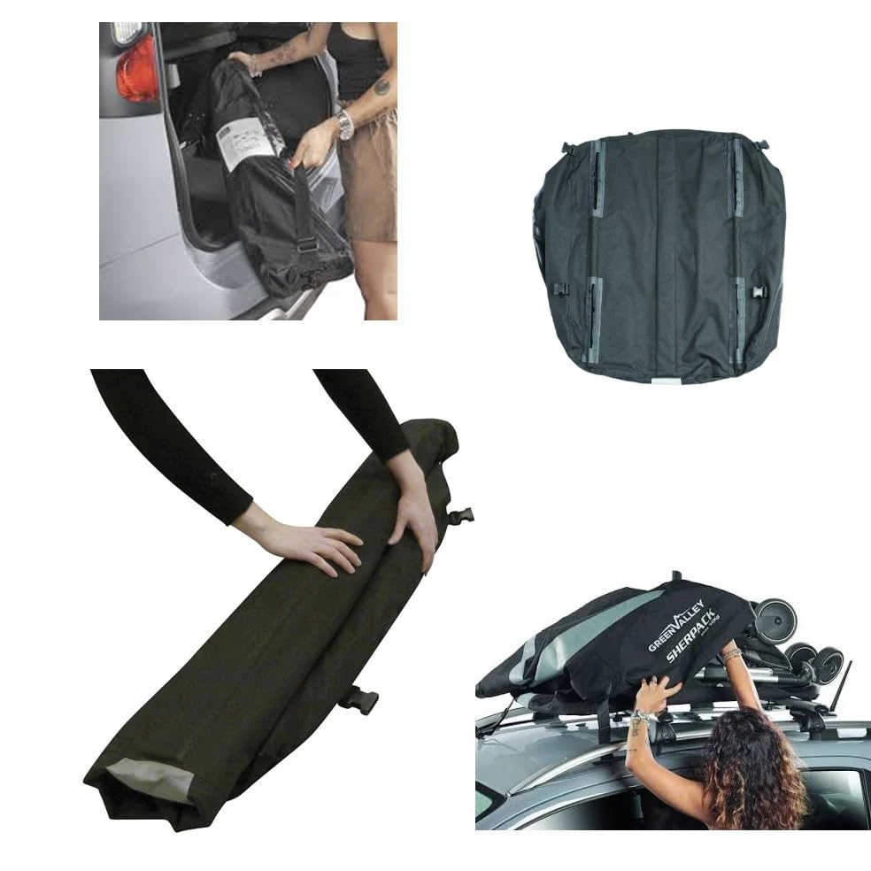 Cofre de techo para barras portaequipajes de 270 litros para coches compatible con UAZ Box coche impermeable baúl resistente fondo de metal Luna 100 x 80 x 26-40 cm
