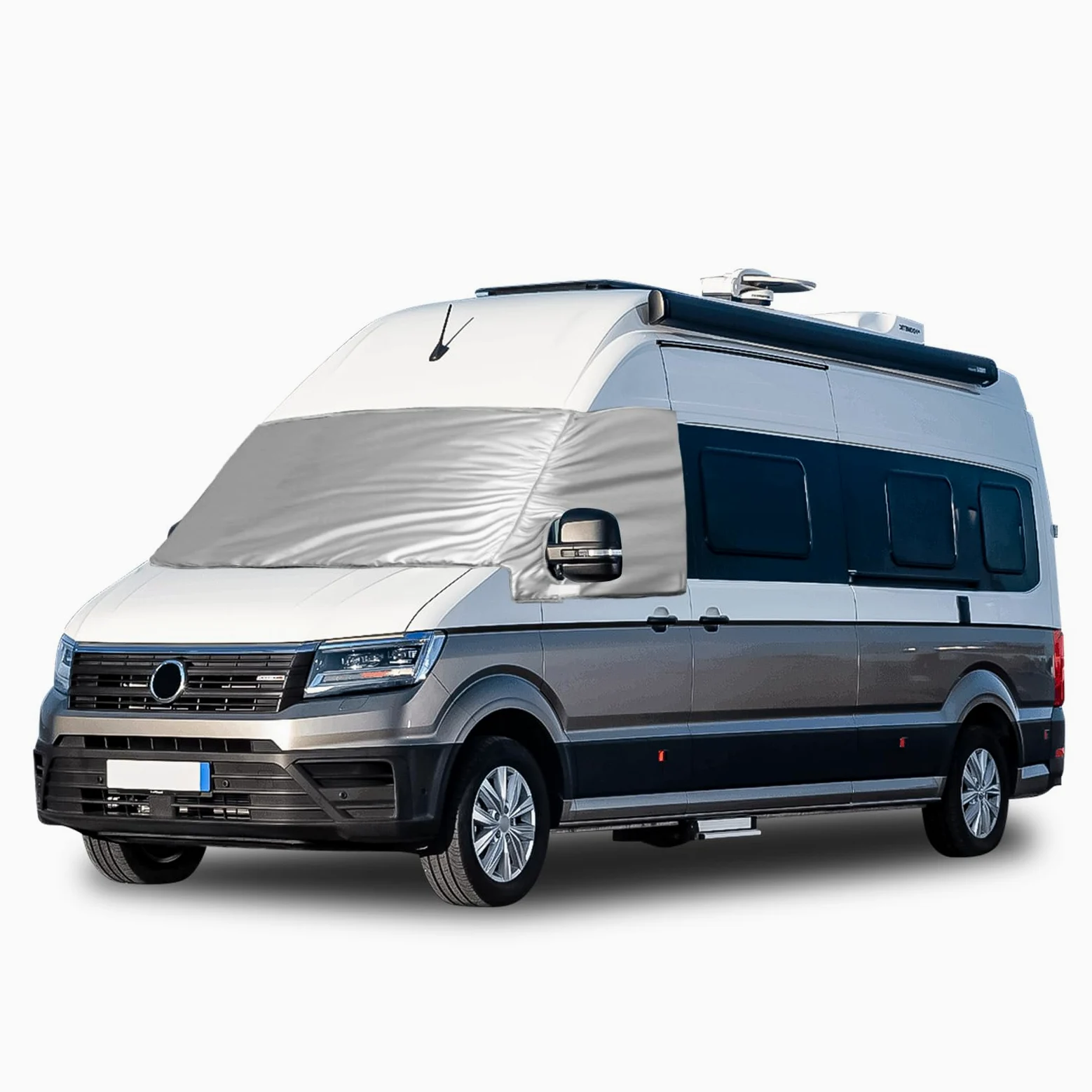 Cubierta de Parabrisas Térmico Externo Compatible con 2018-2023 VW Crafter Grand California, Parabrisas Delantero Cubierta Luxury de Plata para Protección contra Nieve, Hielo, Polvo y Sol