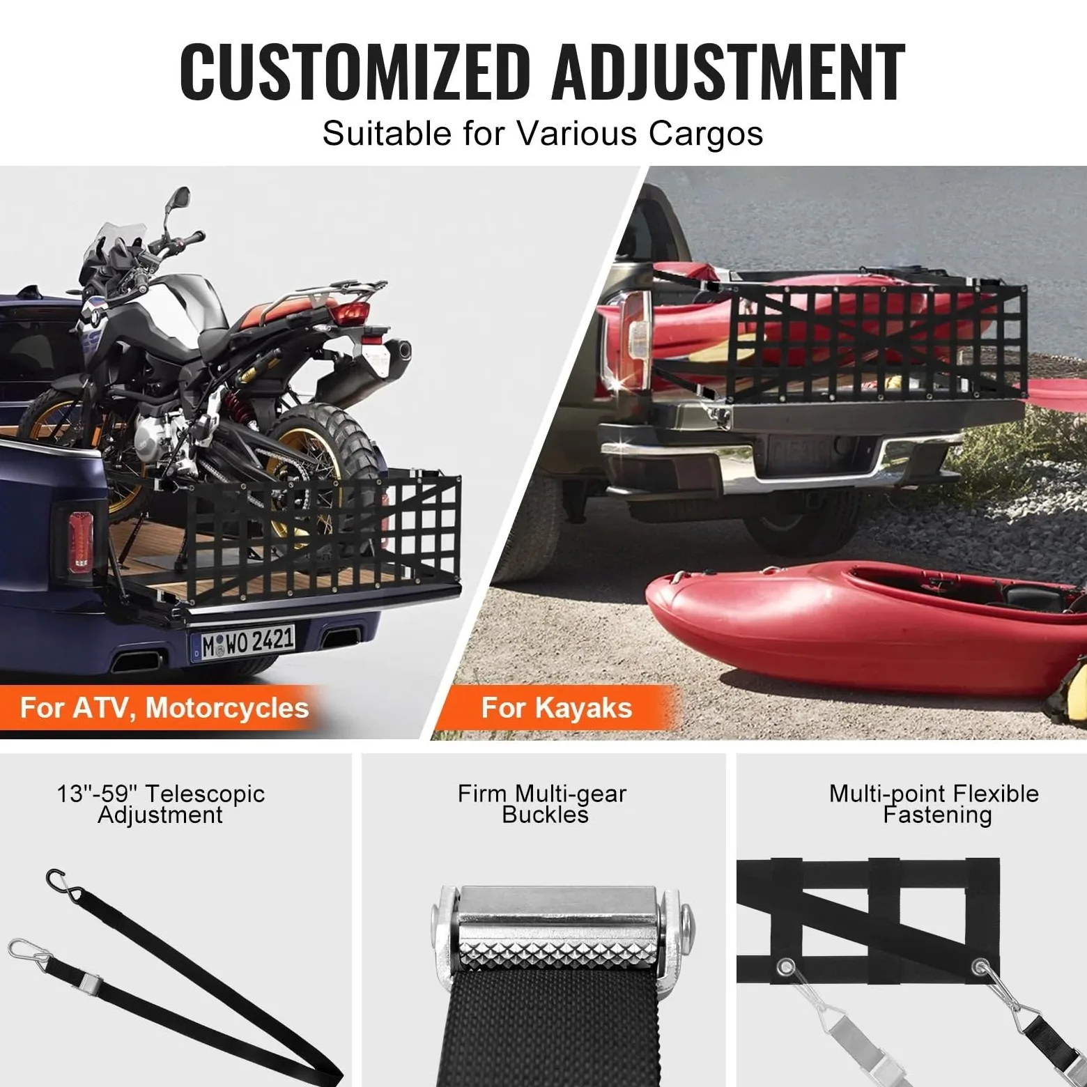 Red Maletero de Coche Universal Car Rear Trunk Net Mesh Elastic with 4 Telescopic Straps Cargo Storage Organizer For Pickup Trailer